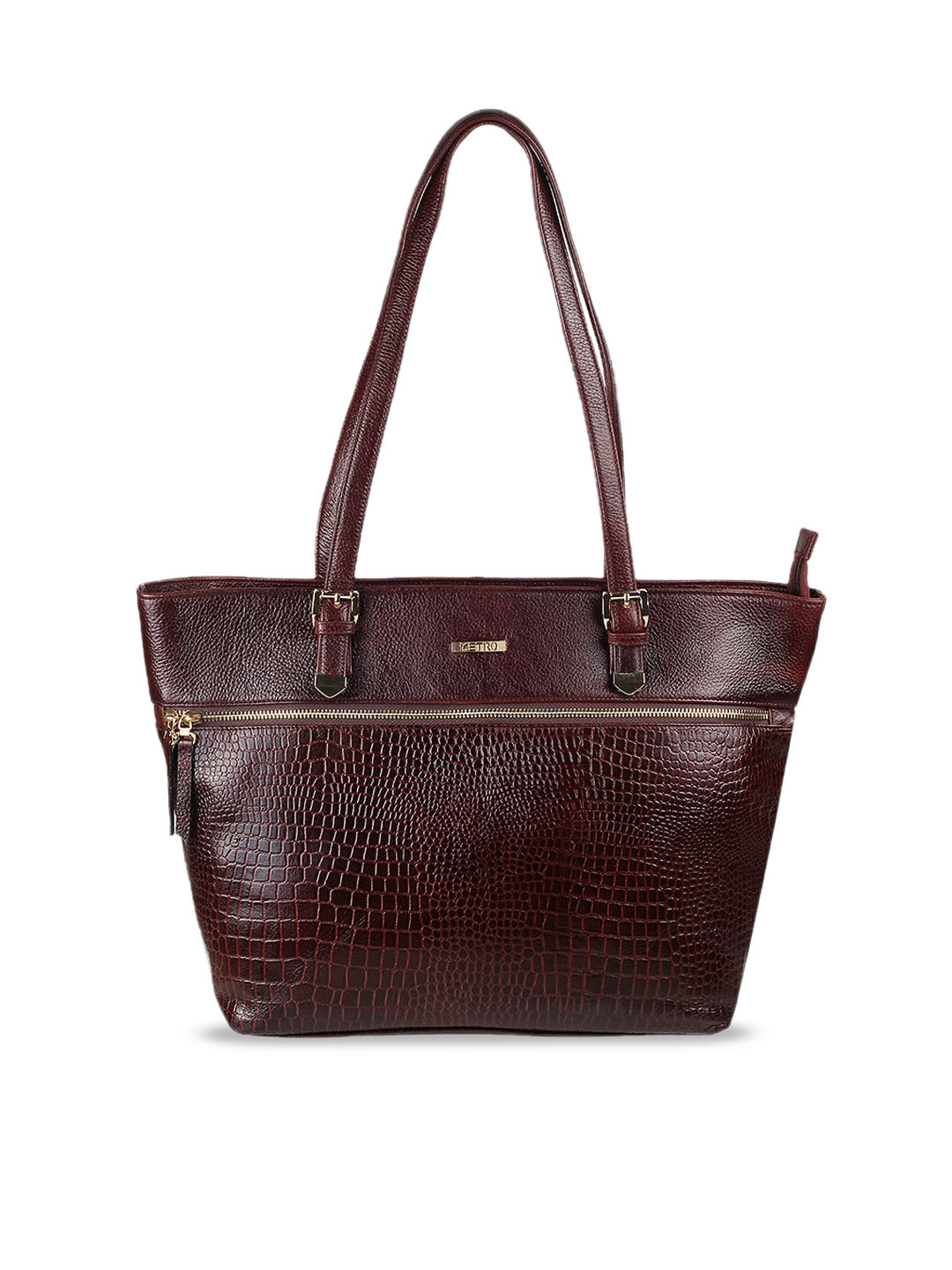 Metro Animal Textured Leather Oversized Shopper Shoulder Bag