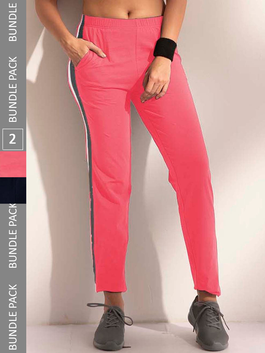 LYRA Women Pack Of 2 Assorted Cotton Relaxed Fit Track Pants With Anti Odour Technology