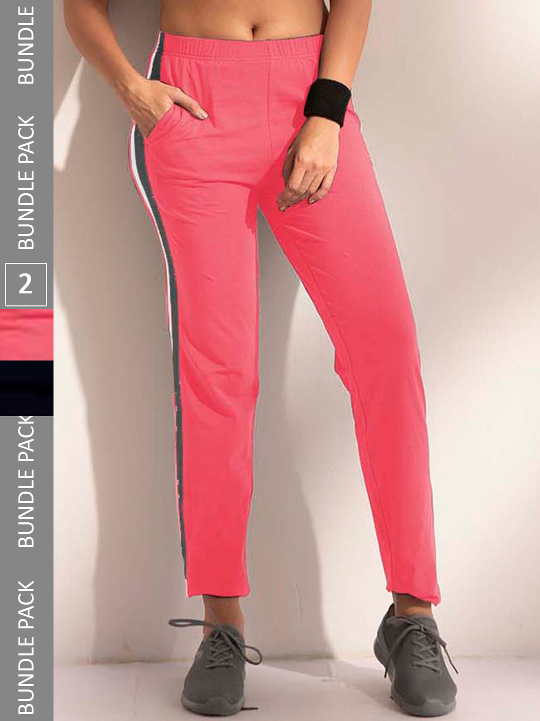 LYRA Women Pack Of 2 Assorted Cotton Relaxed Fit Sports Track Pants