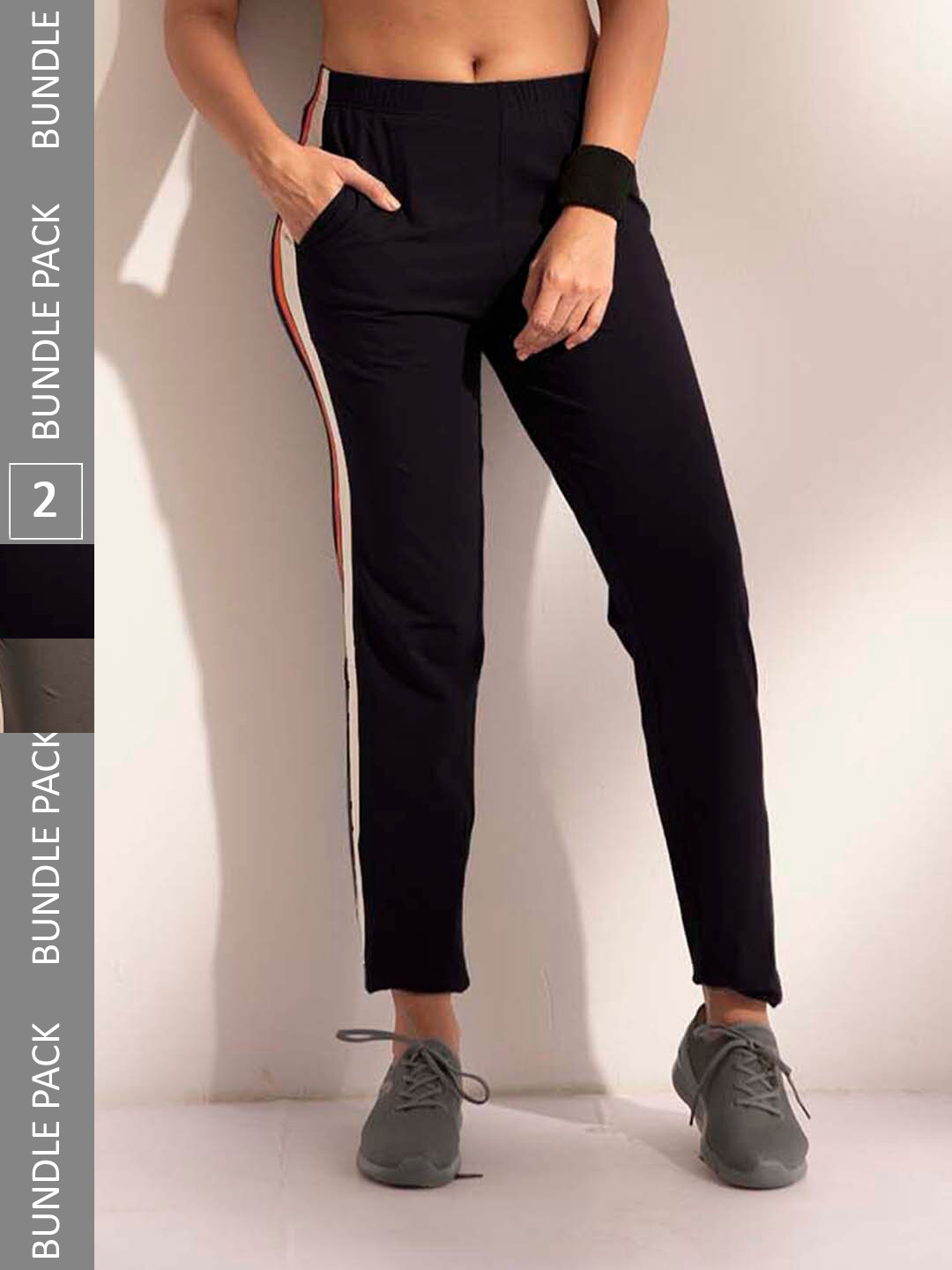 LYRA Women Pack Of 2 Assorted Cotton Relaxed Fit Anti Odour Outdoor Cotton Track Pants