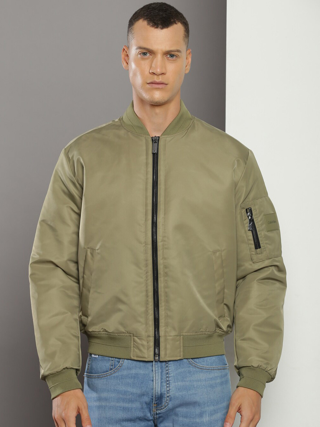 Calvin Klein Jeans Stand Collar Bomber Jacket