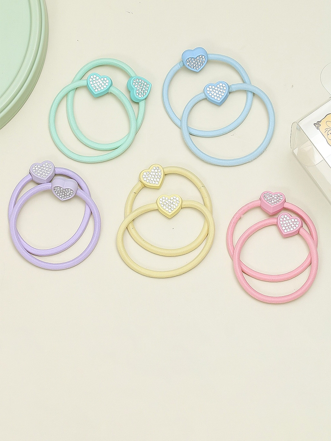 Yellow Bee Girls Set Of 10 Ponytail Holders