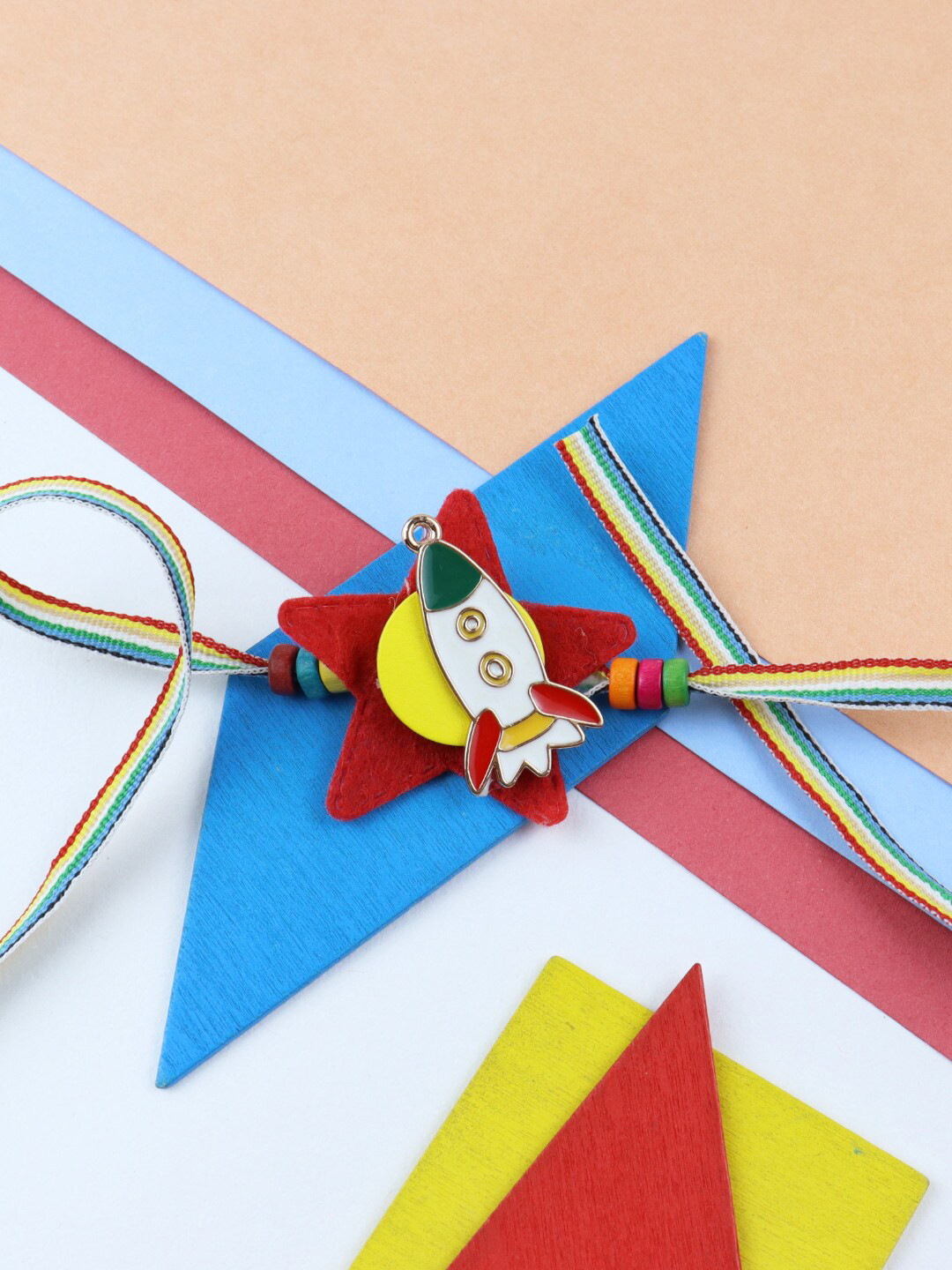 Asthetika Boys Flying Rocket Charm Detail Beaded Rakhi