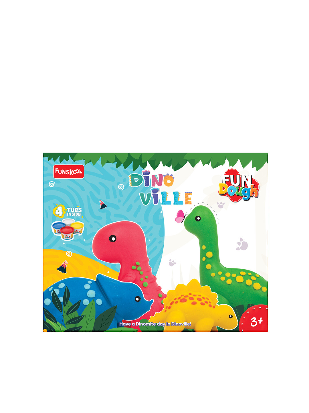 Fun Dough DINO VILLE of 4 Tubs for 3+Years