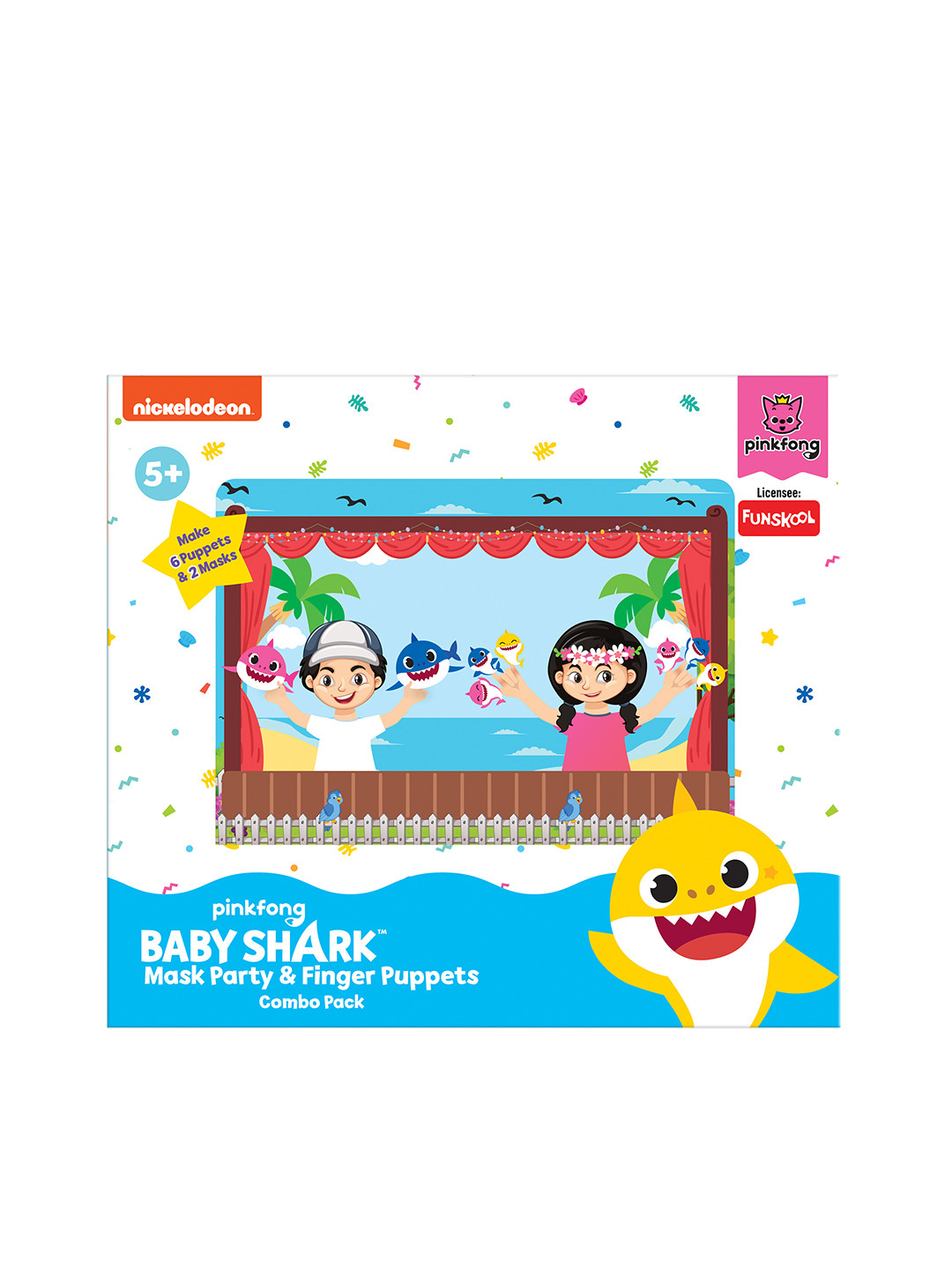 Handycrafts Baby Shark Mask Party & Finger Puppets DIY Kit Combo Pack