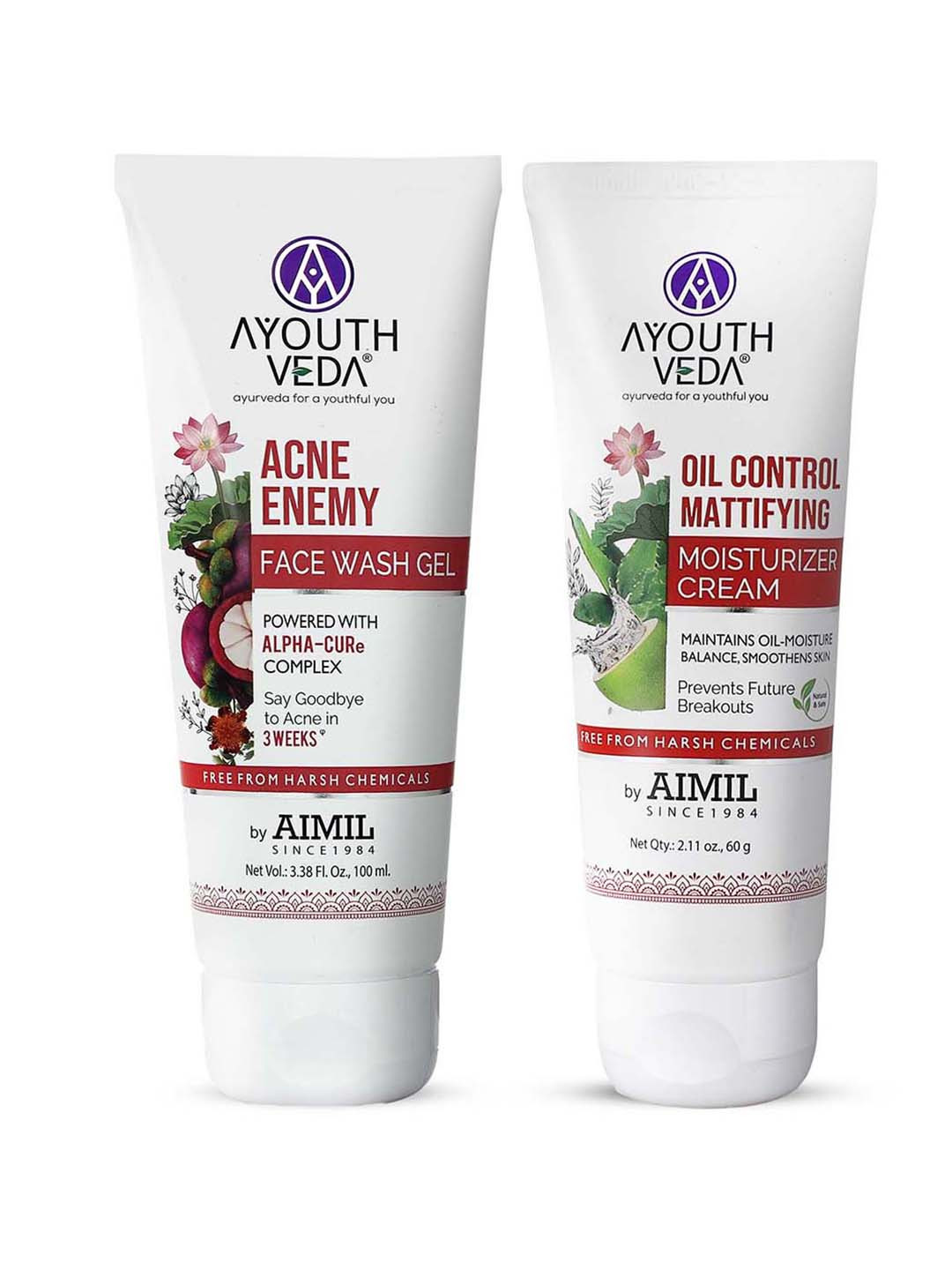 AYOUTHVEDA Set of 2 Oil Control Mattifying Moisturizer Cream - 60 g Each