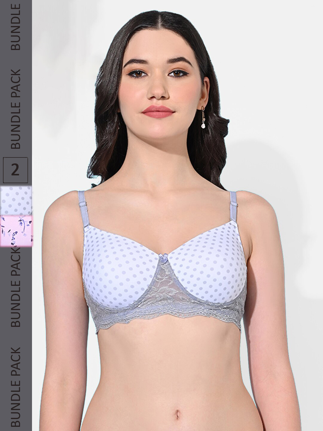 FIMS Pack Of 2 Printed Full Coverage Lightly Padded Everyday Bras All Day Comfort