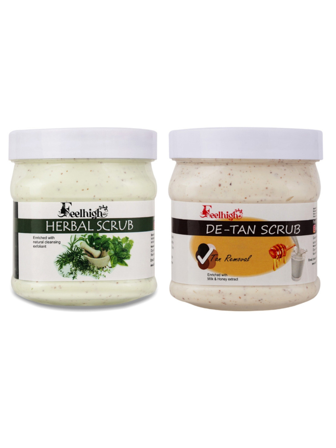 FEELHIGH Set Of 2 Herbal & De-Tan Face Scrubs - 500 ml Each
