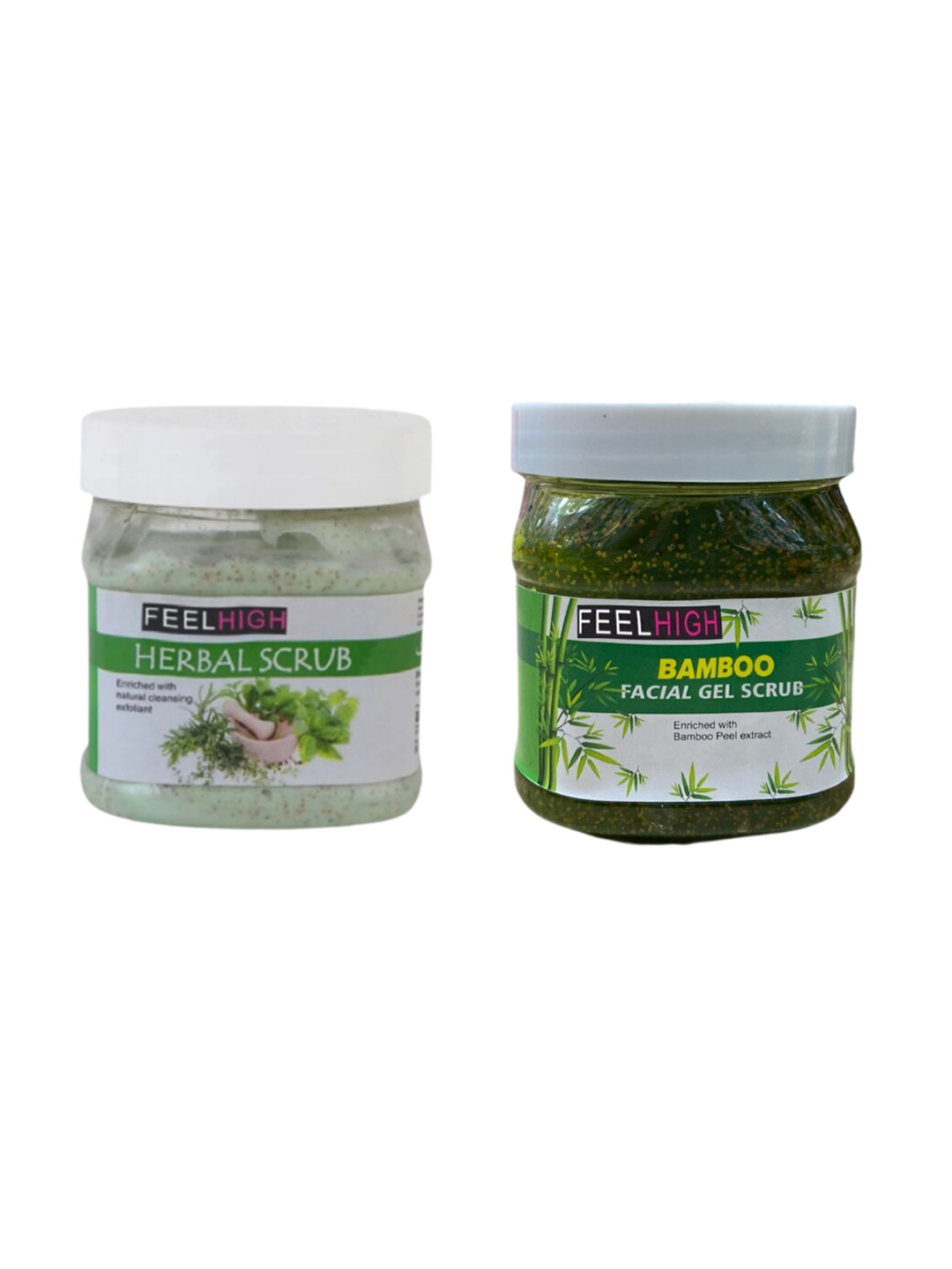 FEELHIGH Set Of 2 Herbal & Bamboo Gel  Scrub 500ml Each