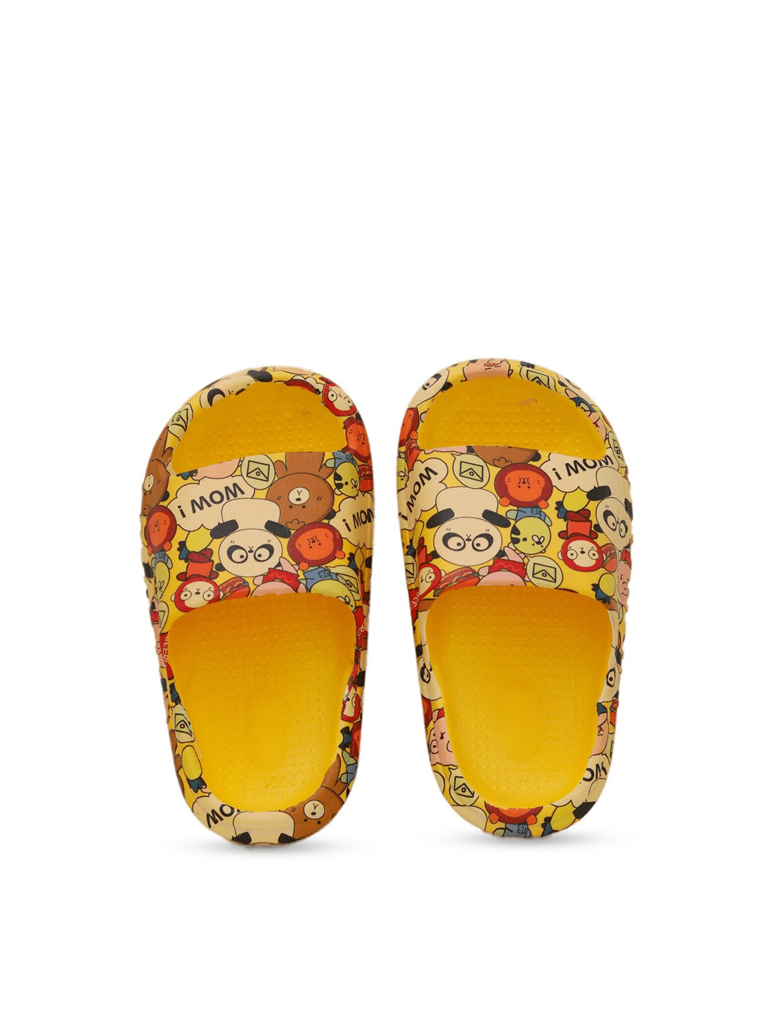 Yellow Bee Boys All Over Animal Printed Rubber Sliders