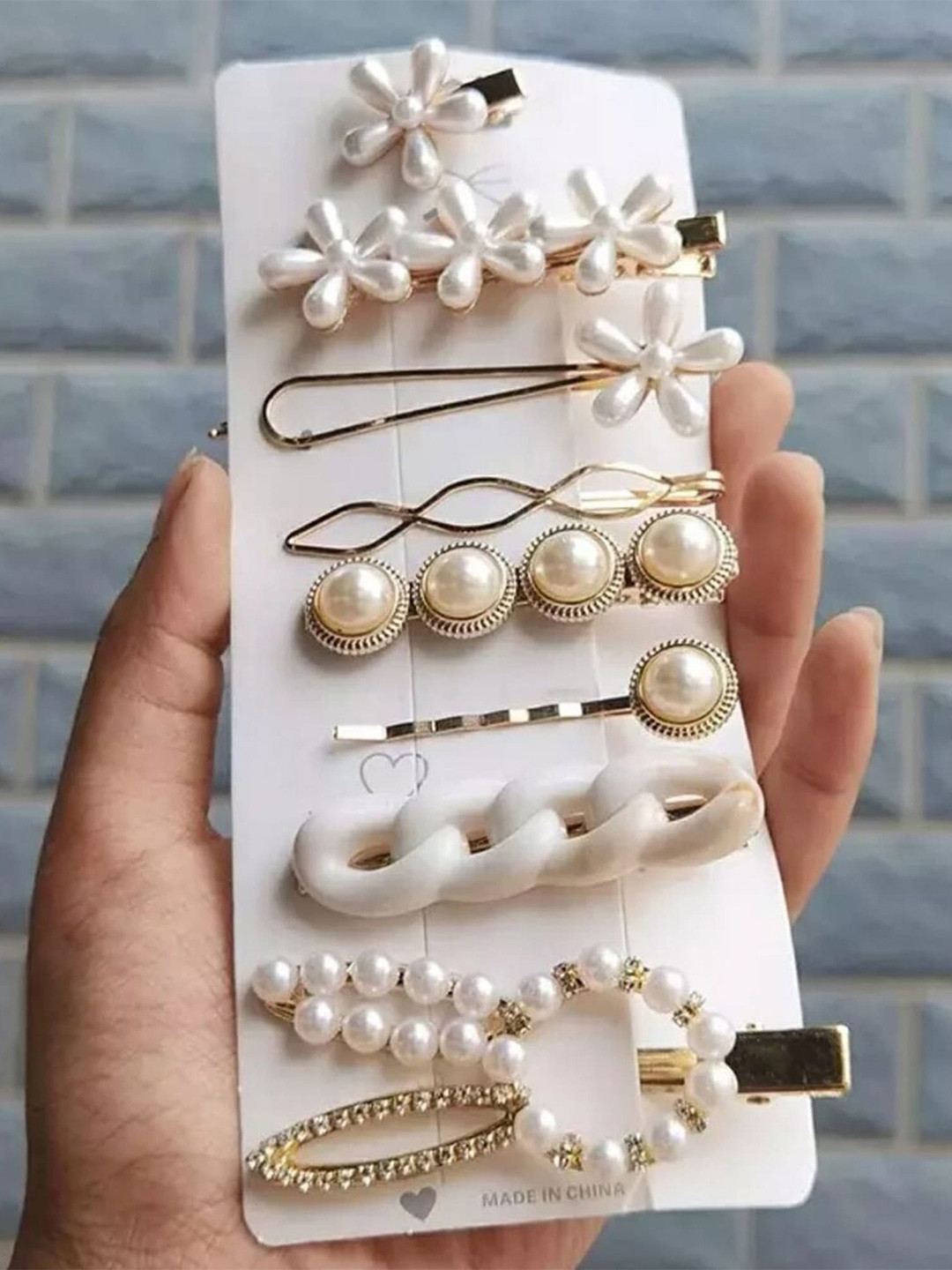 Fashion Frill Set of 8 Beaded Alligator Hair Clip