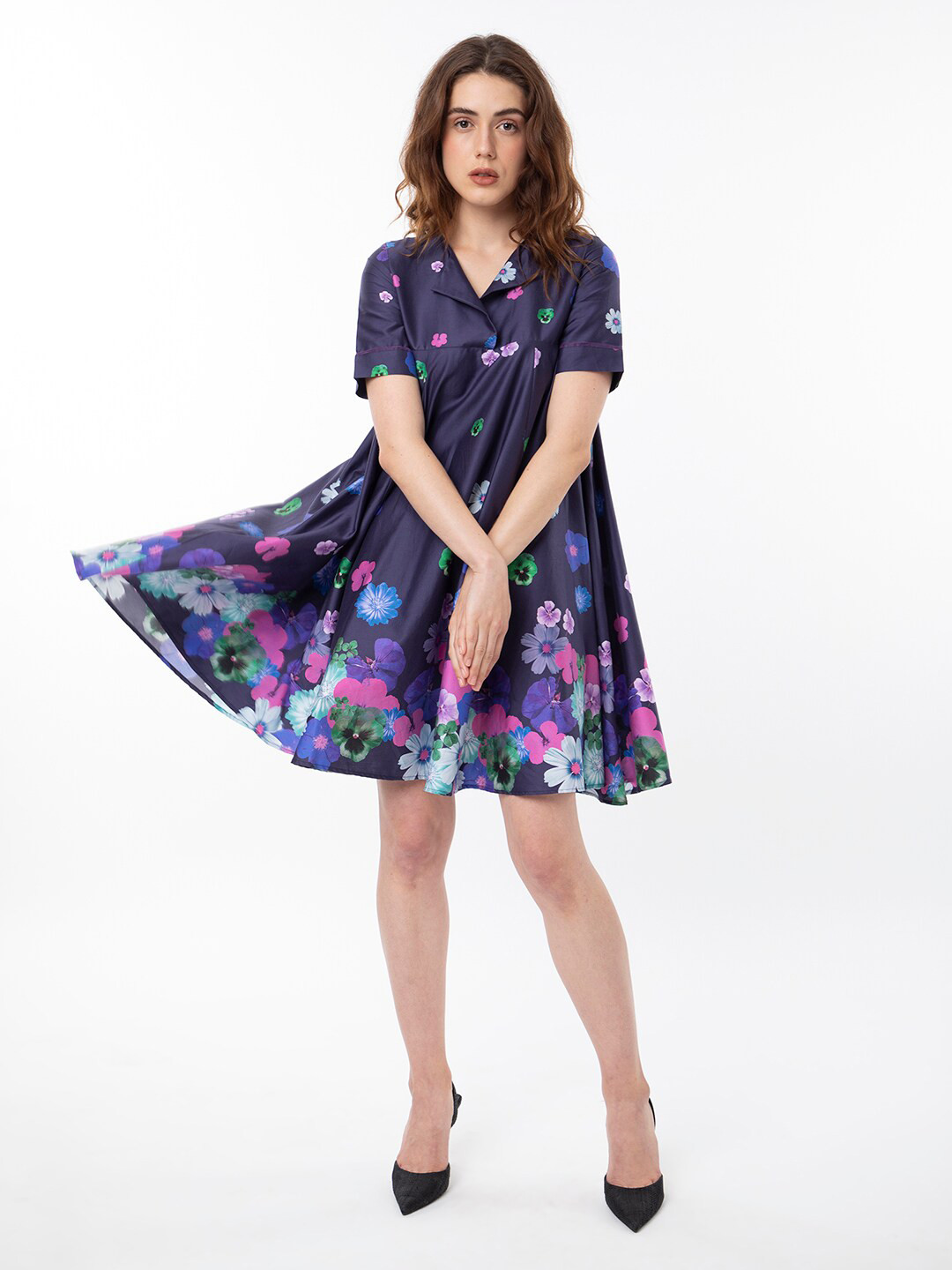 RAREISM Circular Flare Floral Brunch Dress