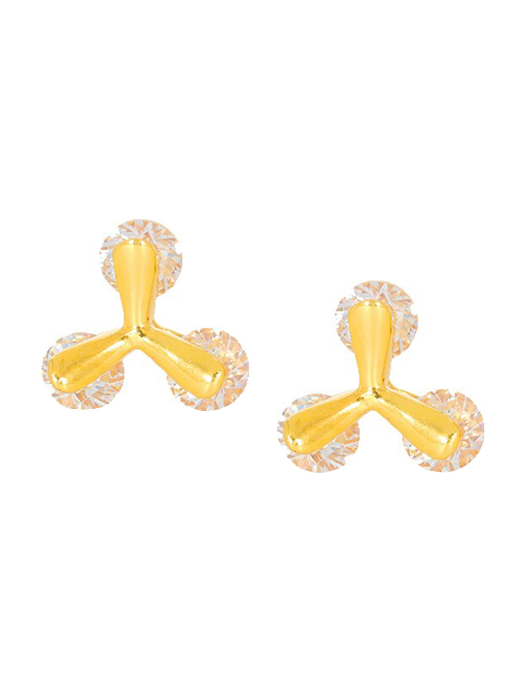 BHIMA 22K Hallmark 916 Purity Yellow Gold Fan Stone Stud