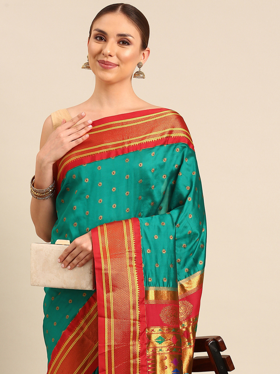 Varkala Silk Sarees Ethnic Motifs Zari Silk Blend Handloom Paithani Saree