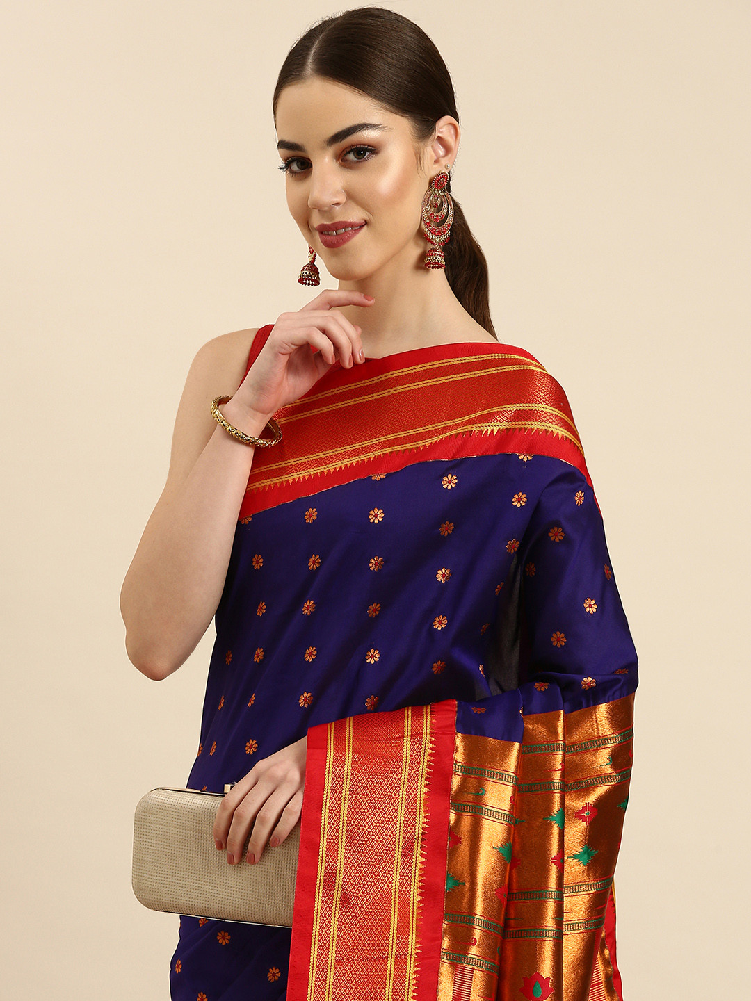 Varkala Silk Sarees Ethnic Motifs Zari Silk Blend Paithani Saree