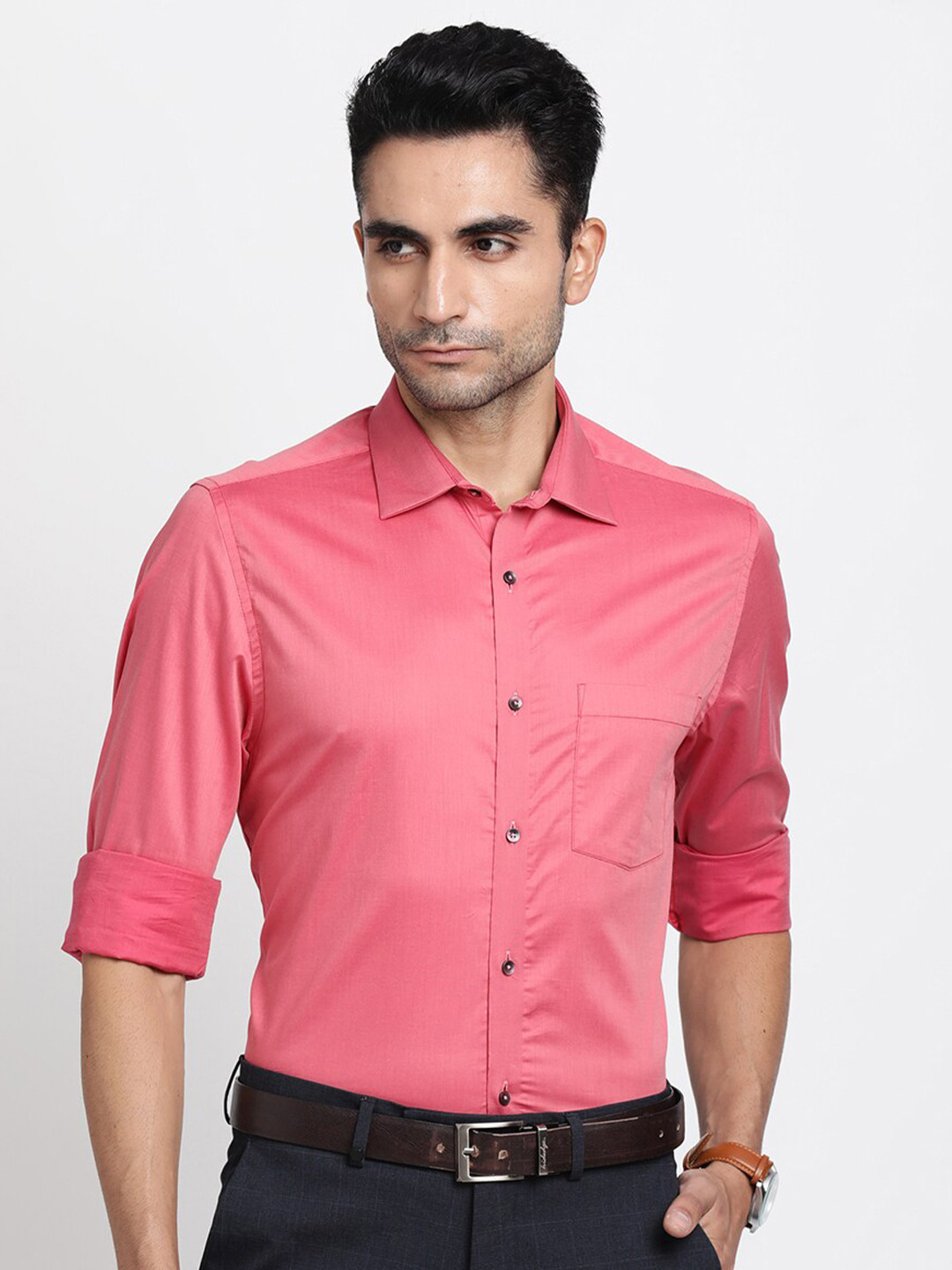 Turtle Red Premium Slim Fit Opaque Cotton Party Shirt
