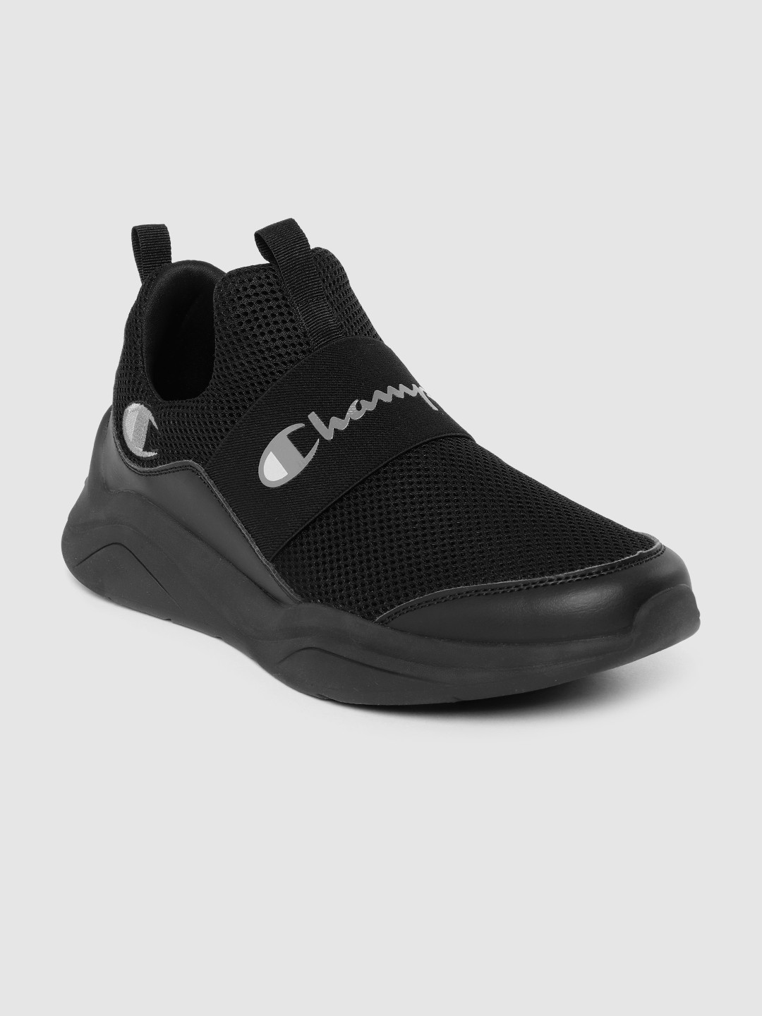 Champion Men Woven Design Brand Logo Printed Mid-Top Sneakers