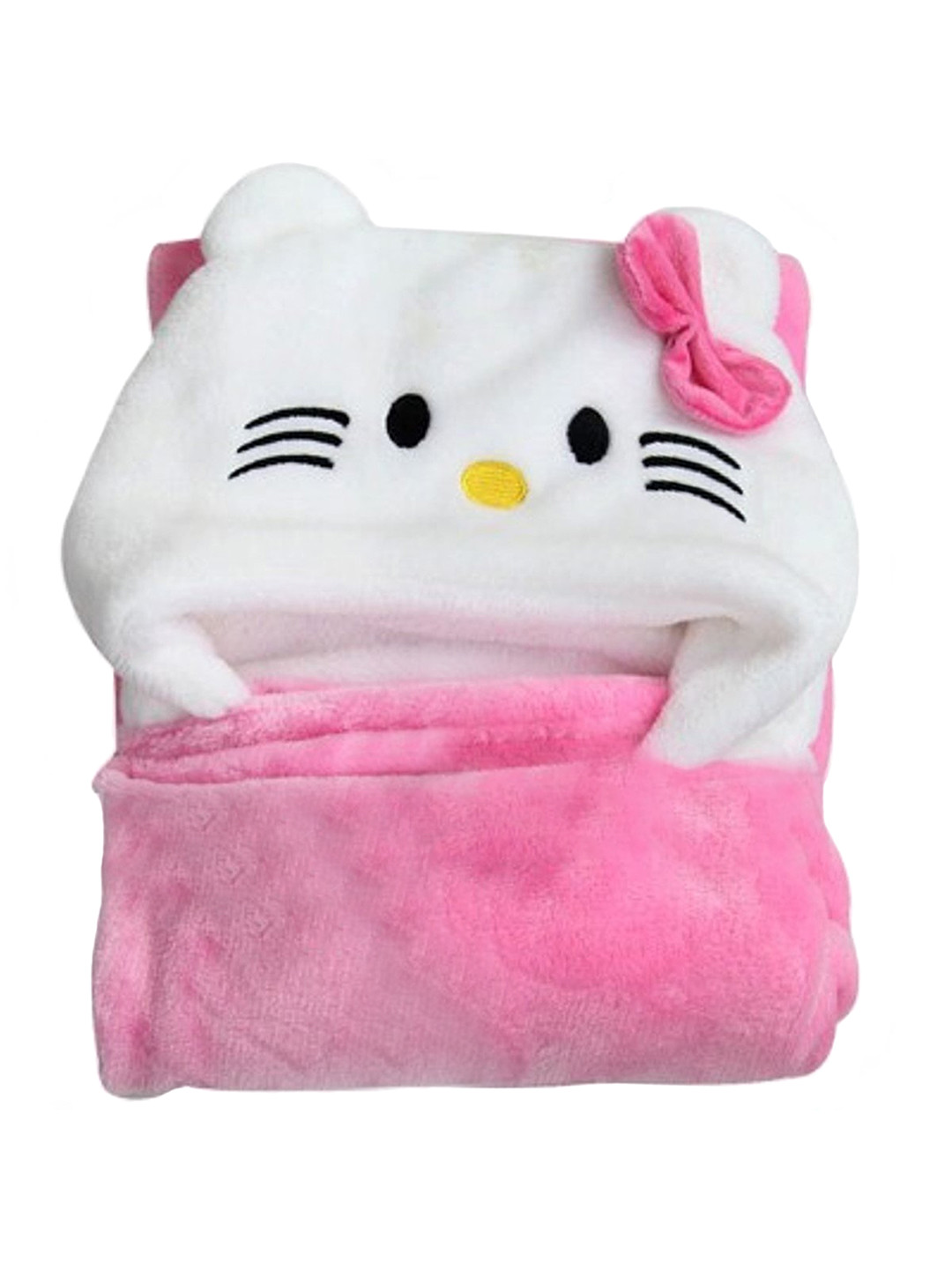 OyO Baby Infants Kids Pink & White Kitty Fleece AC Room Baby Blanket