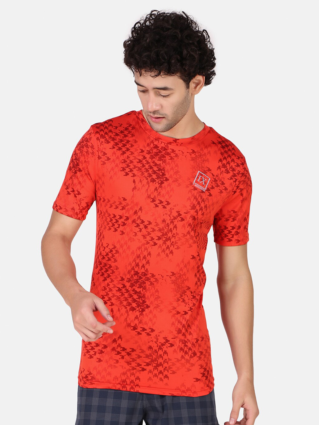 IX IMPRESSION Abstract Printed Cotton Sports T-Shirt