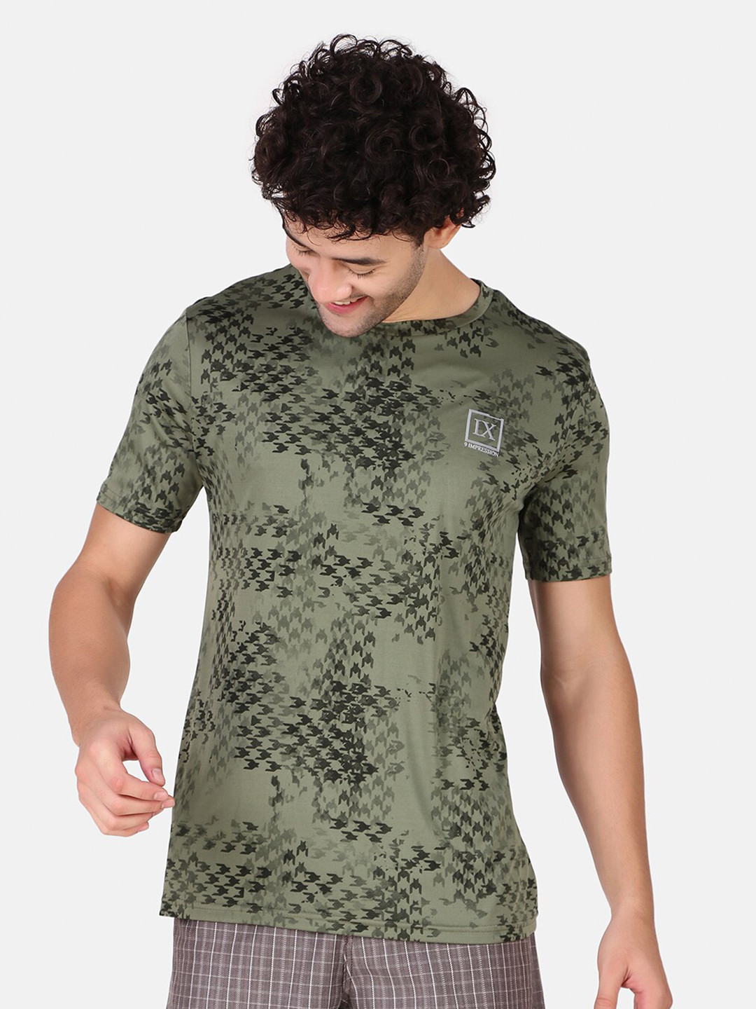 IX IMPRESSION Abstract Printed Cotton Sports T-Shirt