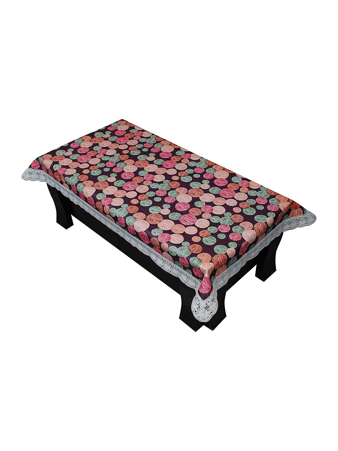 Dakshya Industries Peach-Coloured & Brown Printed Plastic Table Cover