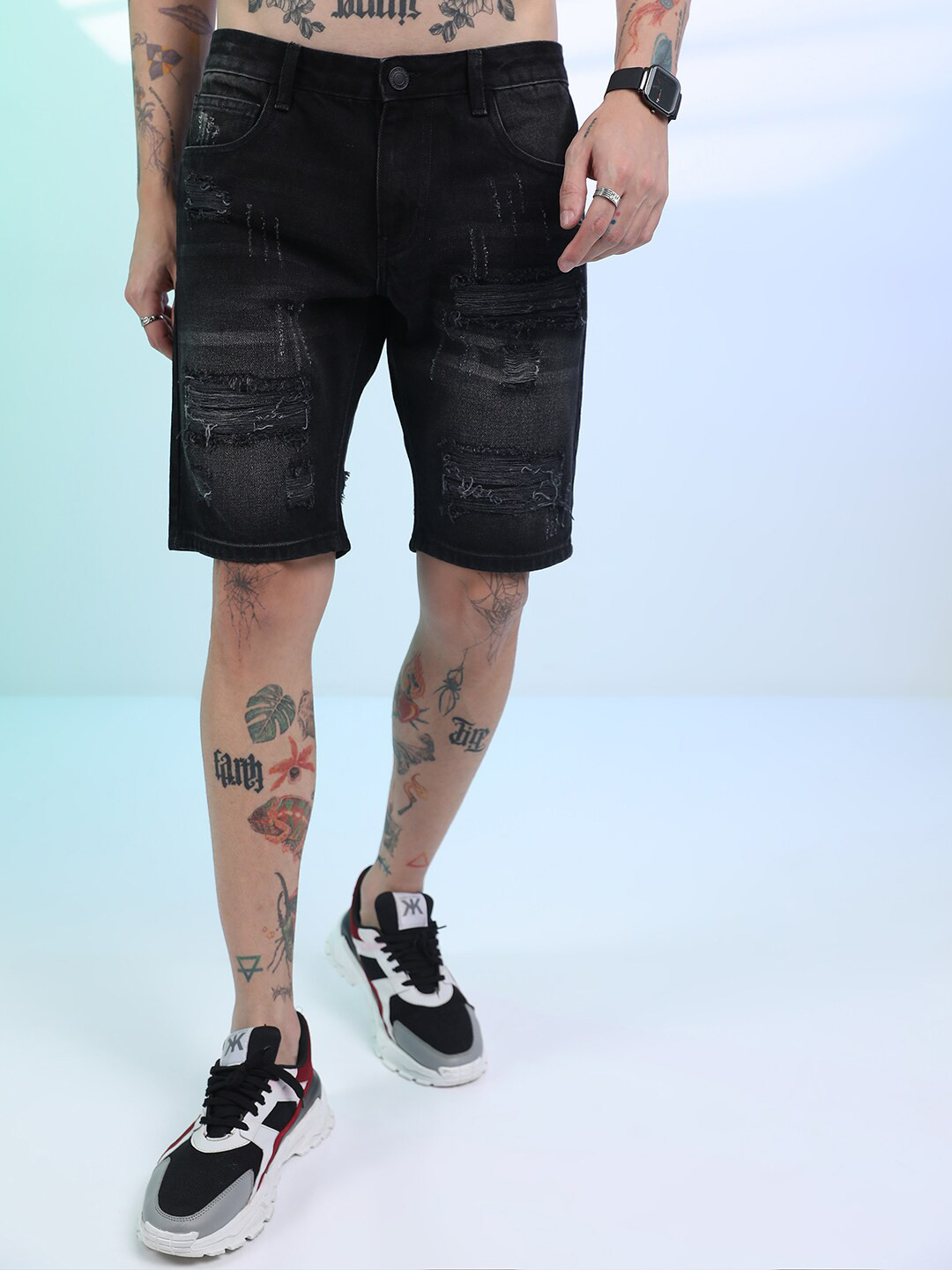 Highlander Men Denim Knee Length Regular Fit Short