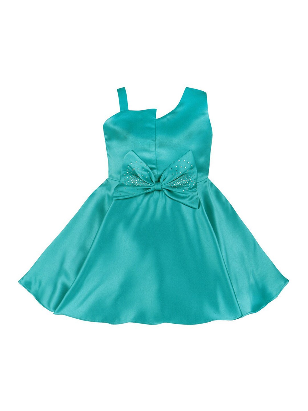 Wish Karo Bow Detailed One Shoulder Silk Fit & Flare Dress