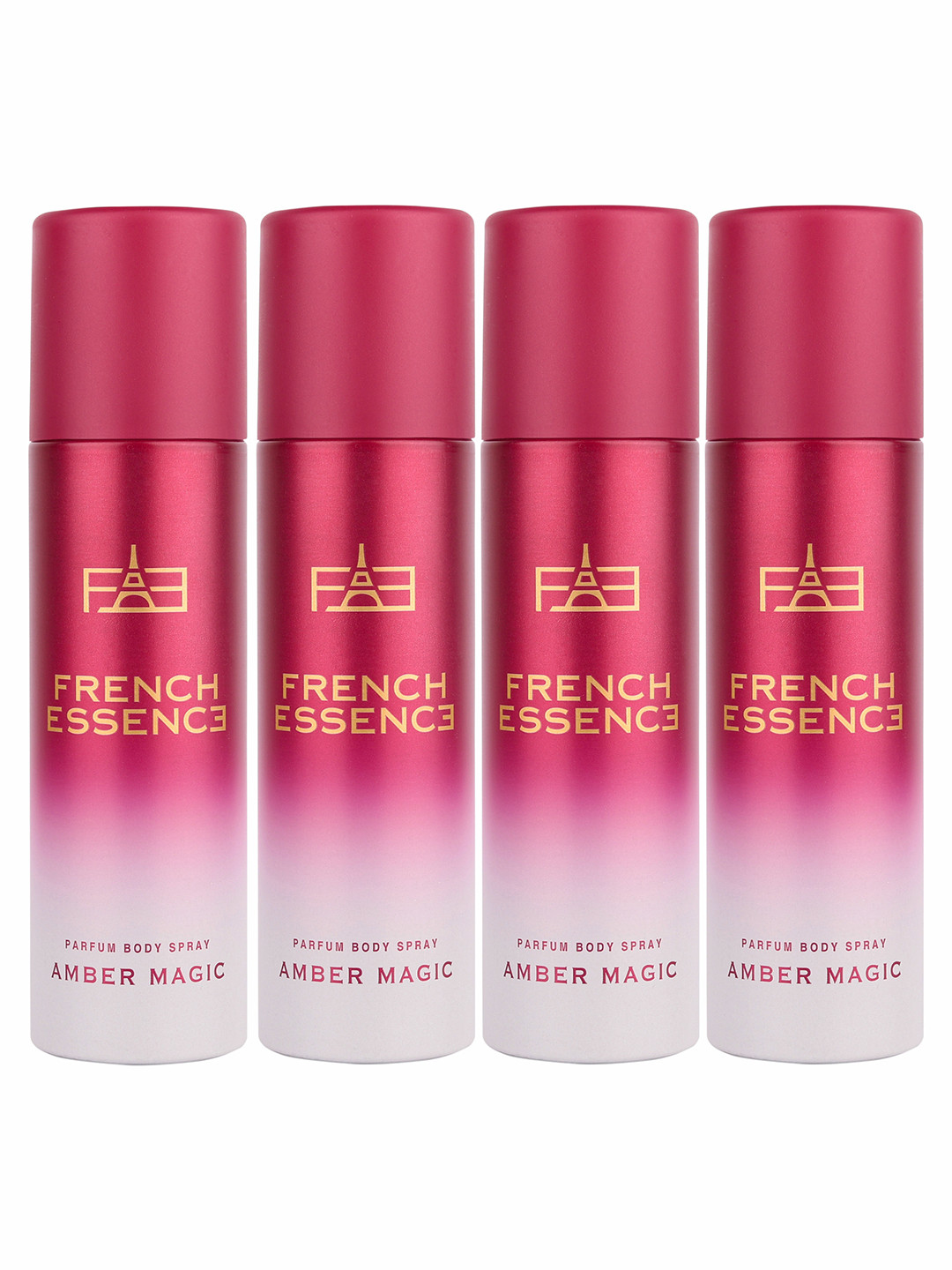 FRENCH ESSENCE Set Of 4 No Gas Amber Magic Deodorants Body Spray - 120ml Each