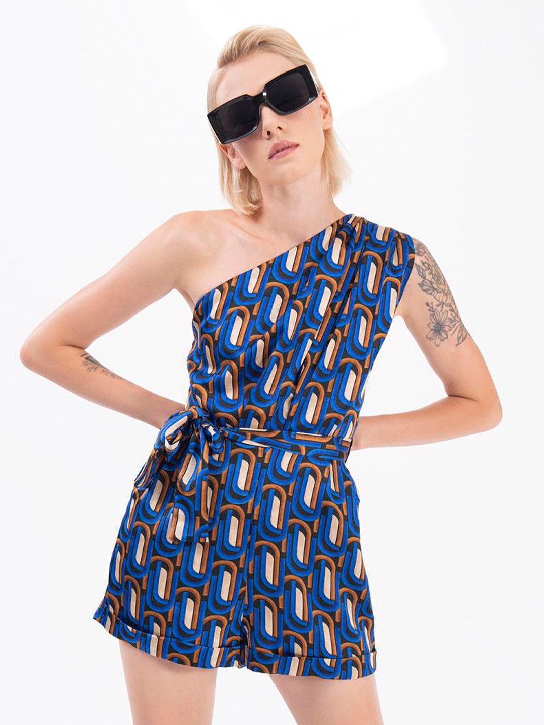 PRET A TUER One Shoulder Printed Playsuit