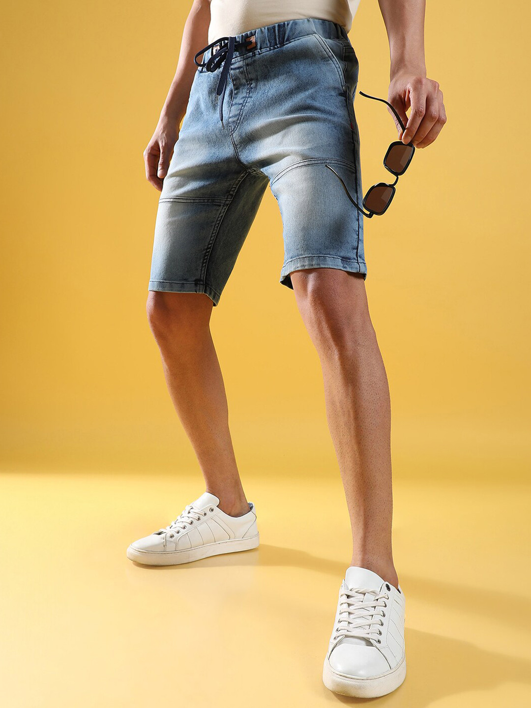 CAHOOT Men Washed Denim Shorts