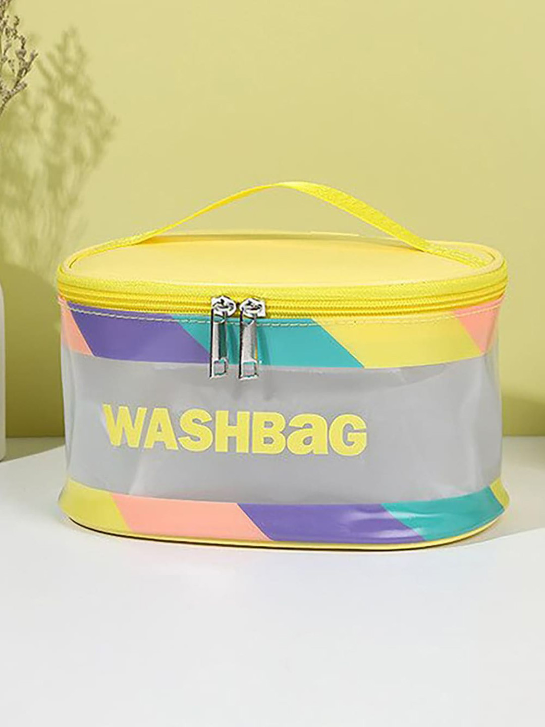 HOUSE OF QUIRK Yellow & Grey Waterproof PVC Toiletry Bag