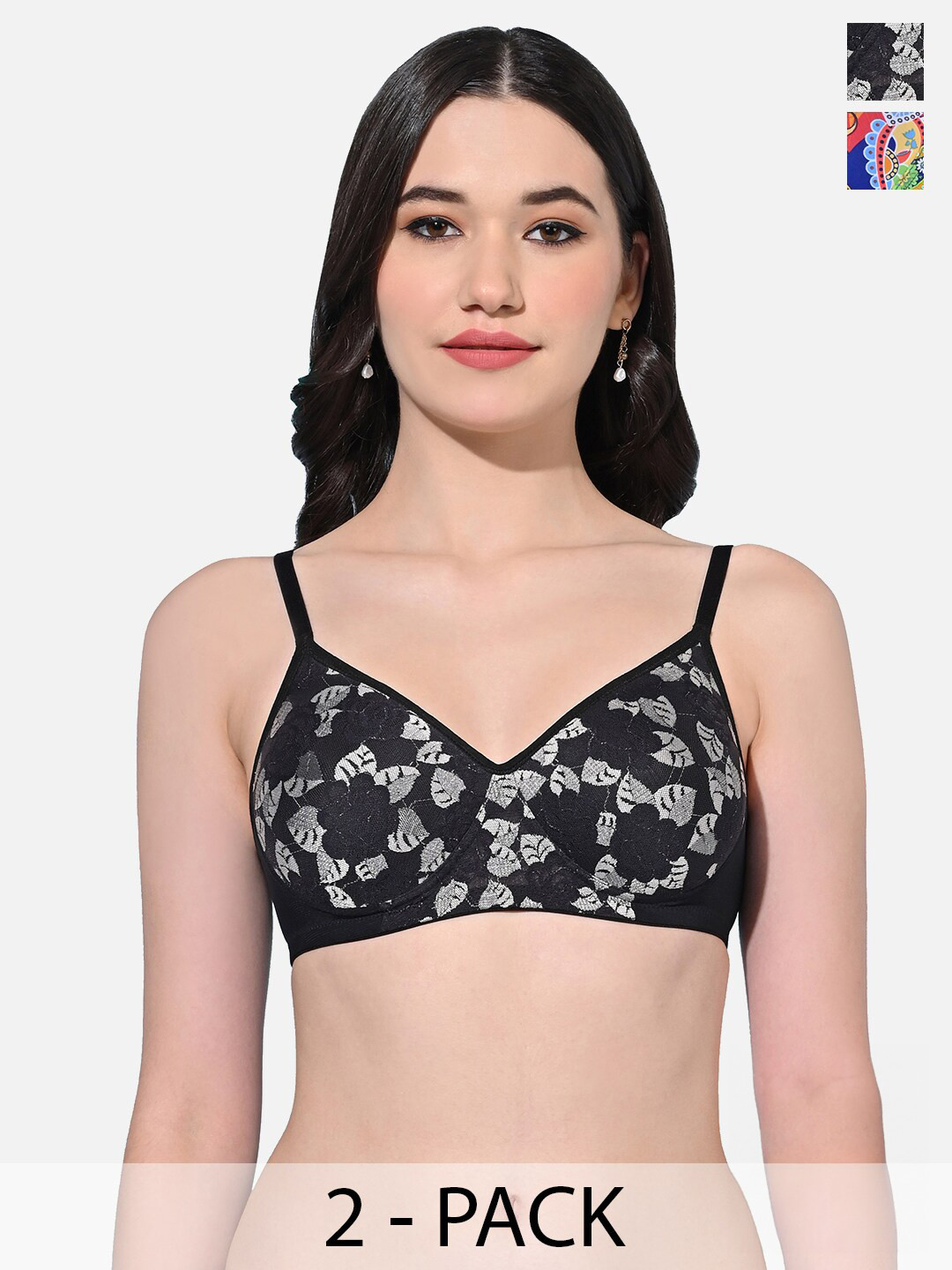 FIMS Pack Of 2 Lightly Padded Seamless Full Coverage Everyday Bra With All Day Comfort