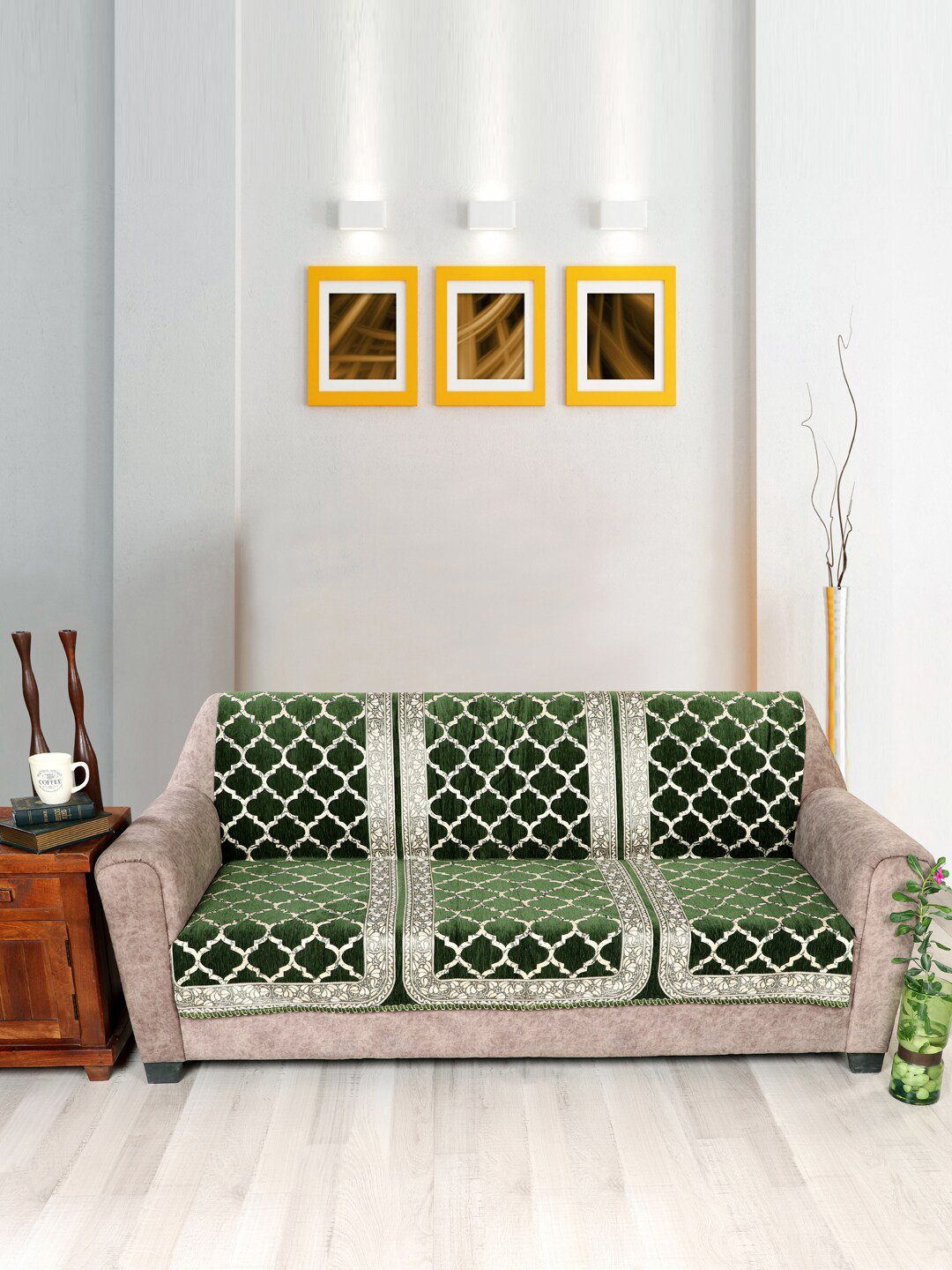 Nendle Patterned 3-Seater Velvet Sofa Cover