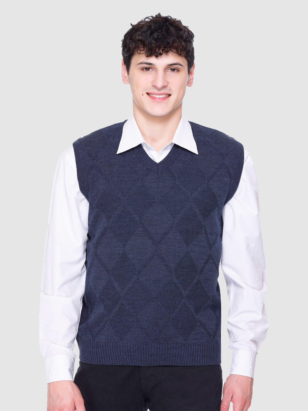 aarbee Argyle Self Design Sweater Vest