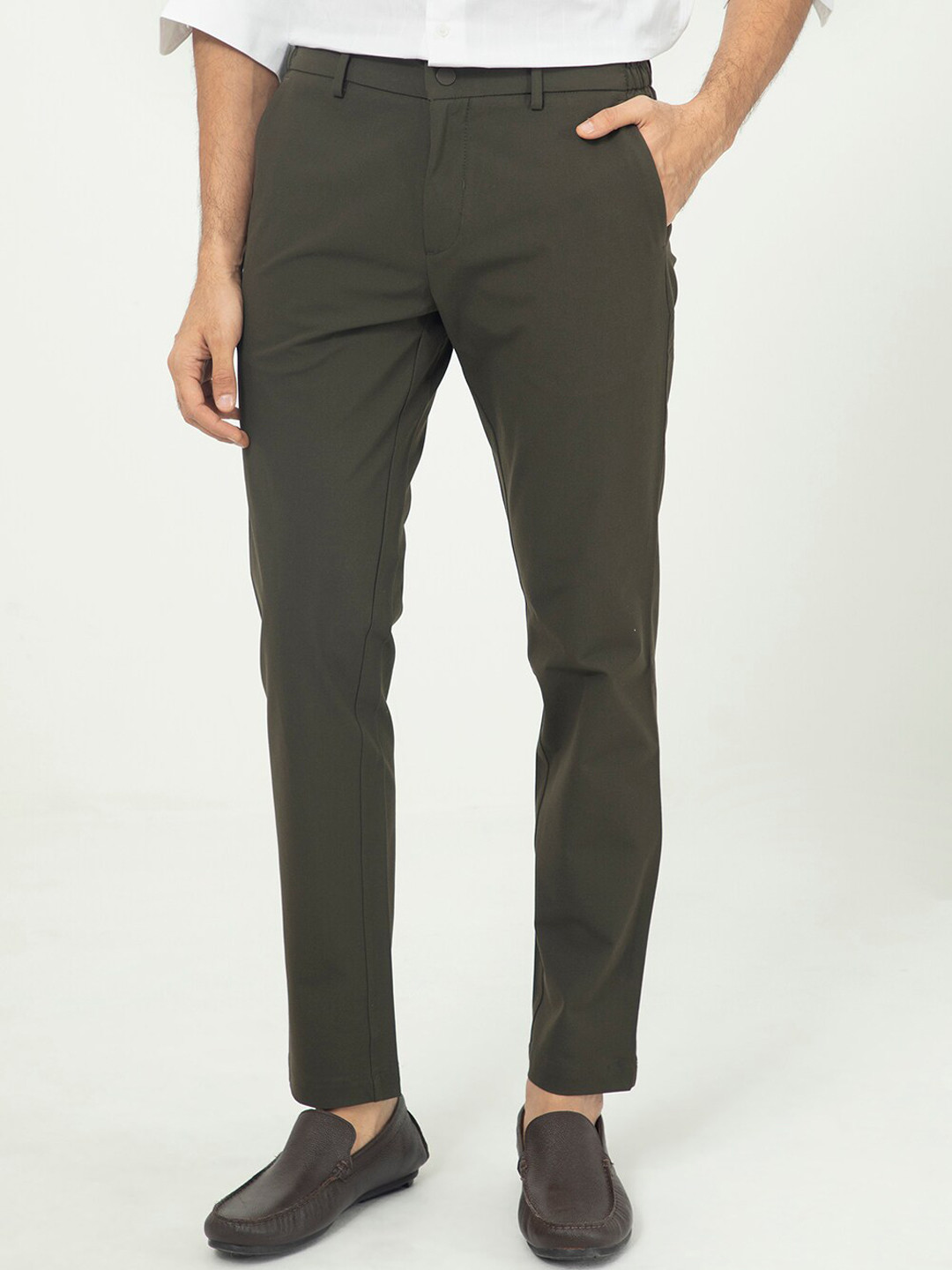 RARE RABBIT Men Travellers Mid Rise Solid Slim Fit Trouser