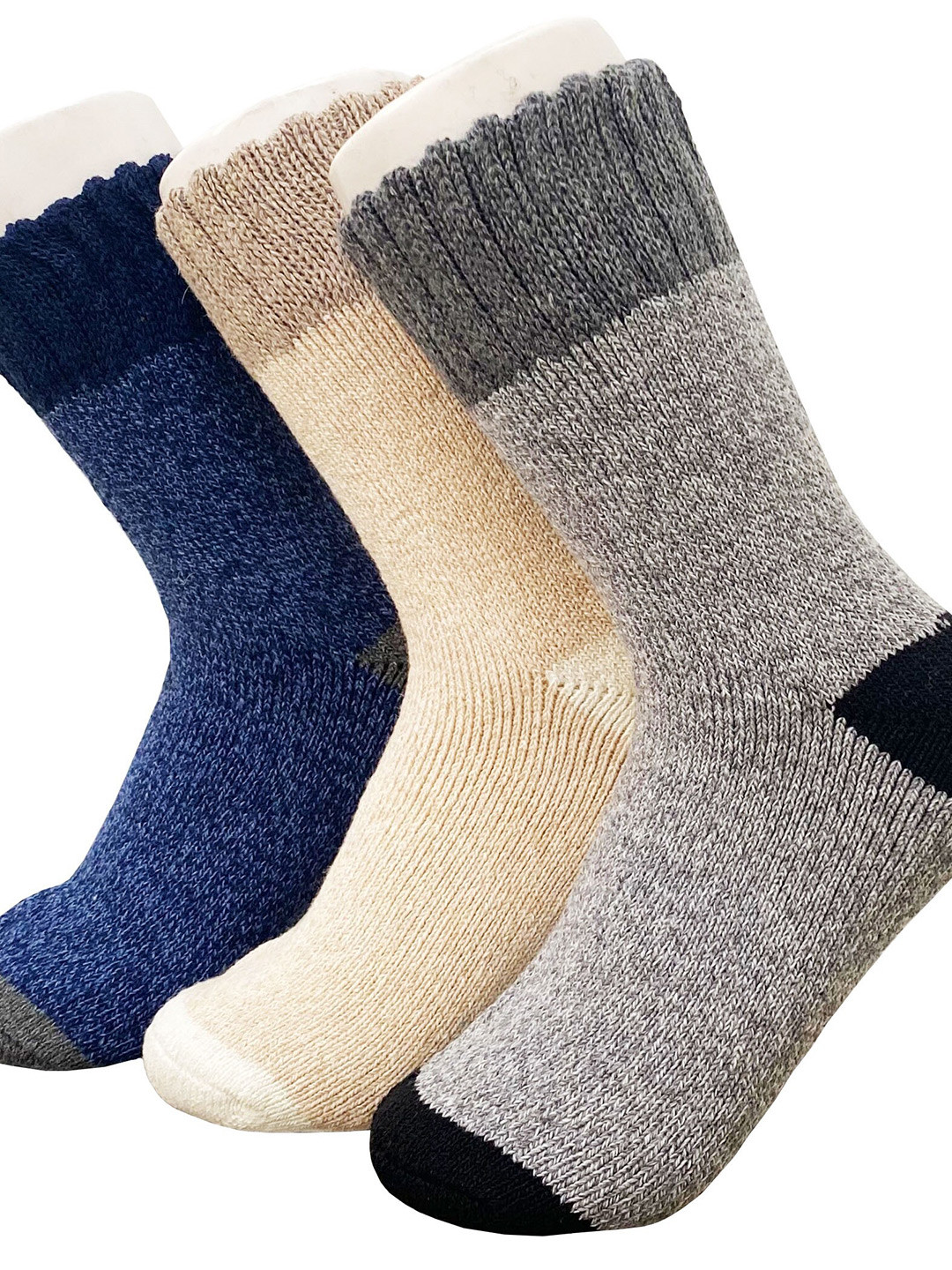 Alexvyan Men Pack of 3 Colored Calf-Length Winter Woolen Warm Socks