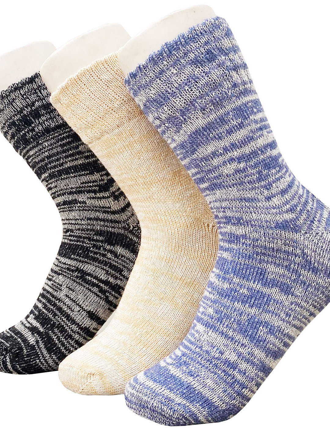 Alexvyan Men Pack of 3 Pattern Calf-Length Winter Woolen Warm Socks