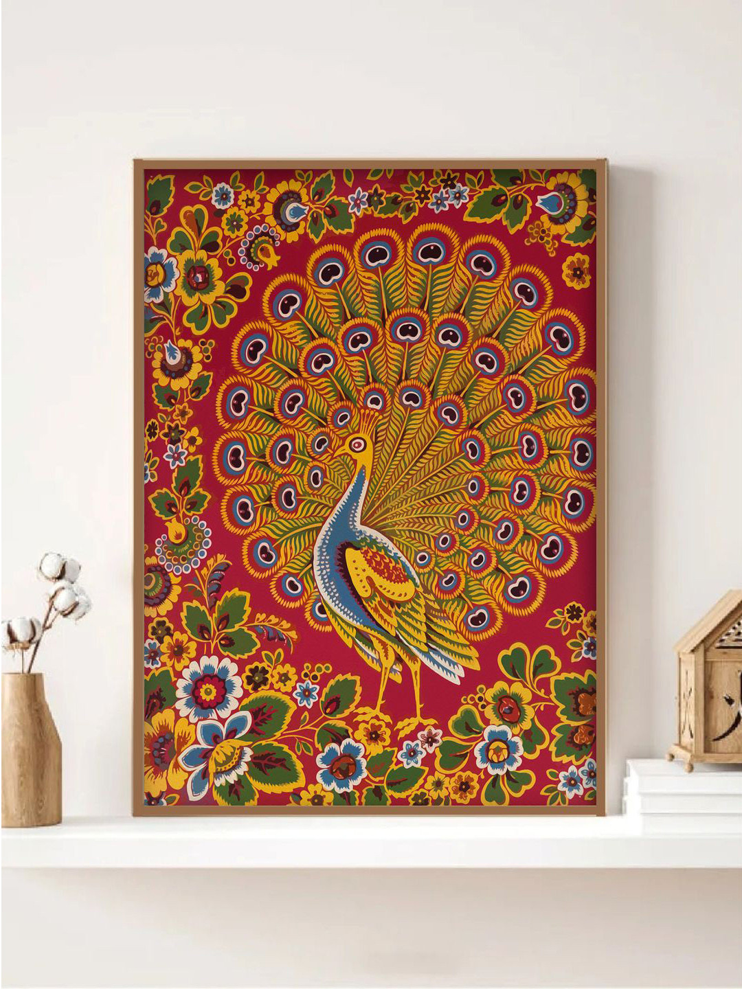 INDIAN CLASSIC ART Red & Yellow Painting Canvas Wall Art