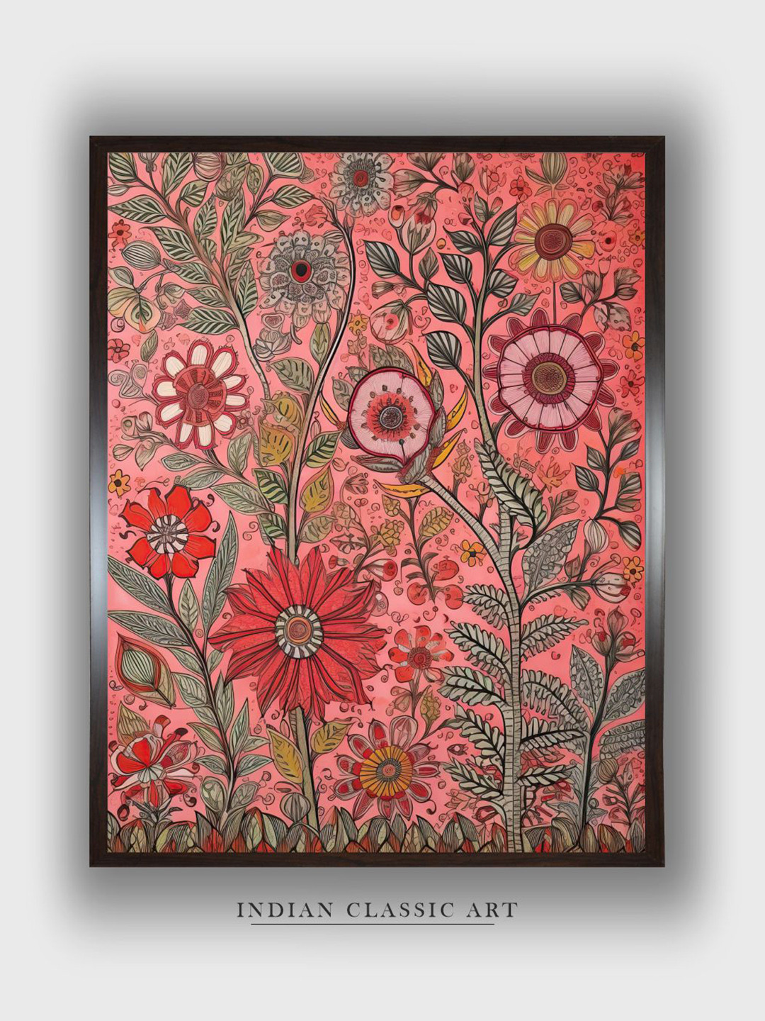 INDIAN CLASSIC ART Madhubani Canvas Wall Rectangle Paintings Wall Art - 30 x 20 In