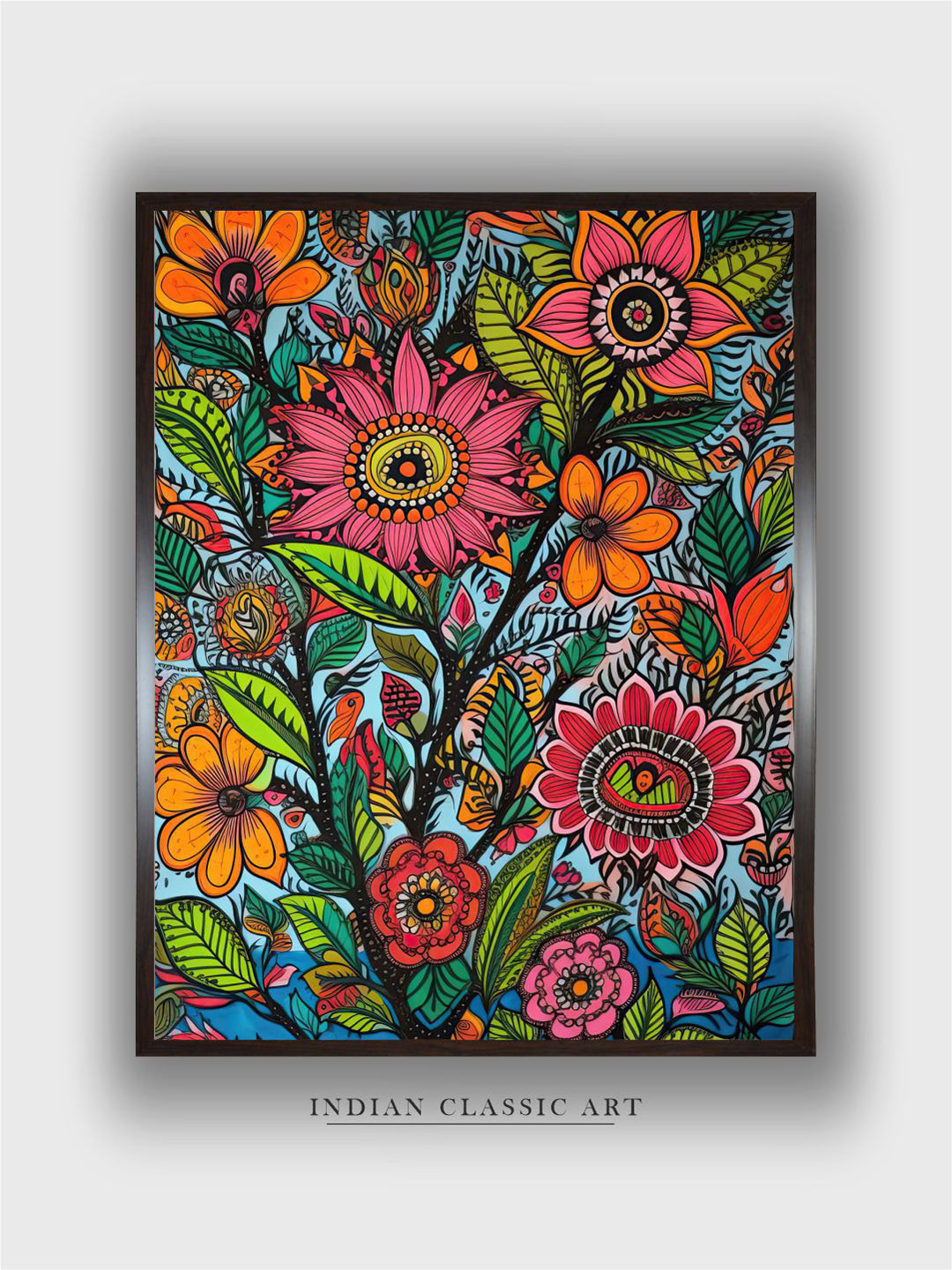 INDIAN CLASSIC ART Madhubani Canvas Wall Rectangle Paintings Wall Art - 30 x 20 In