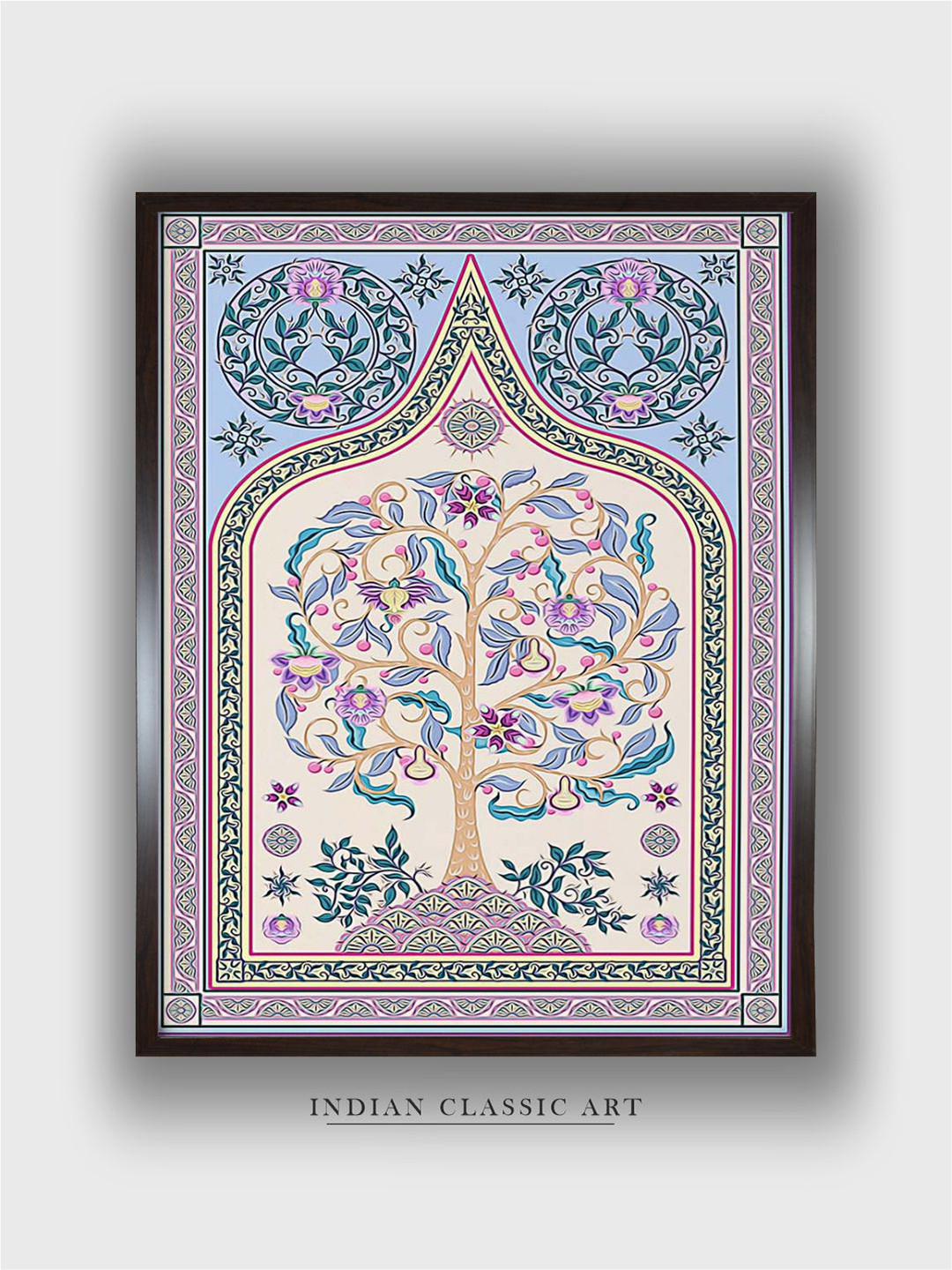 INDIAN CLASSIC ART Blue & Green Islamic Painted Framed Wall Art