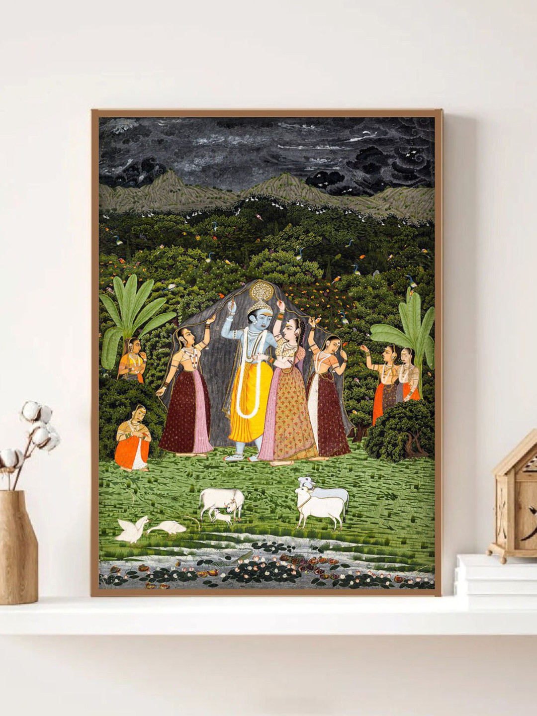 INDIAN CLASSIC ART Lord Krishna And Radha Canvas Rectangle Paintings Wall Art -20 x 30 In