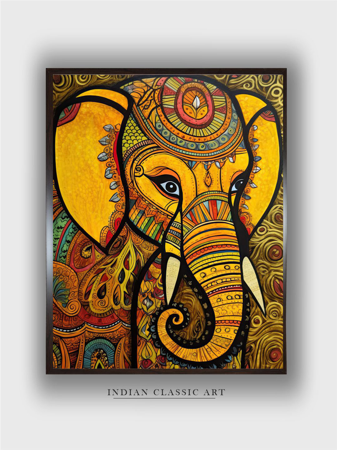 INDIAN CLASSIC ART Yellow & Brown Majestic Indian Inspired Wall Art