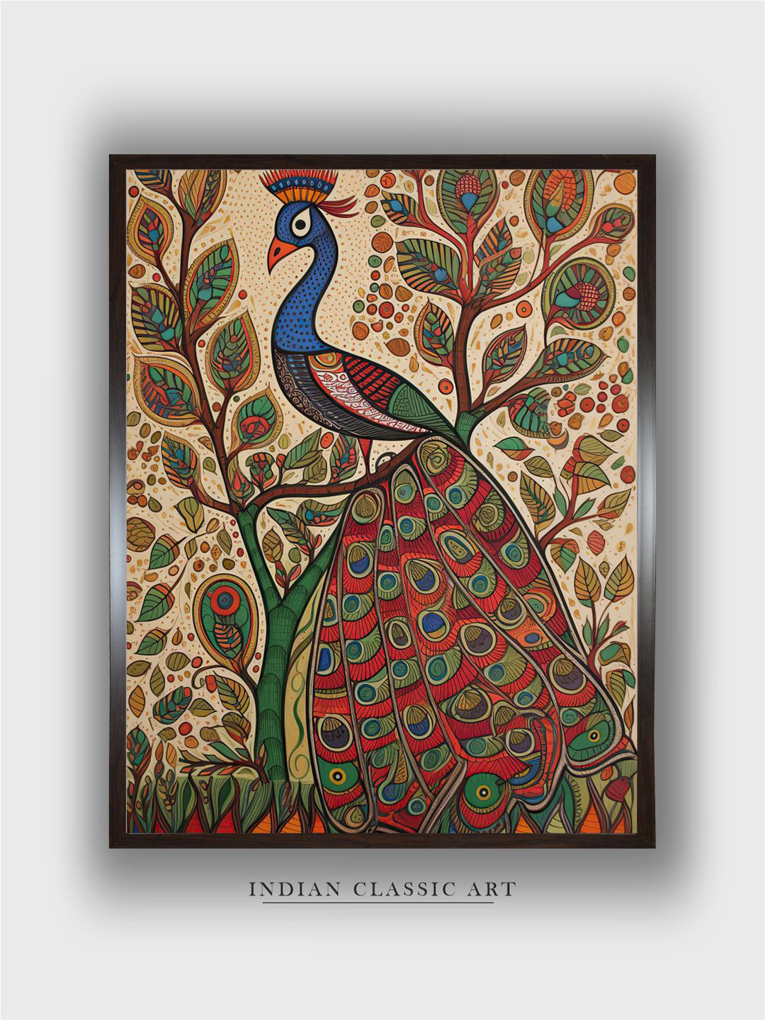 INDIAN CLASSIC ART Beige & Brown Painting Canvas Wall Art