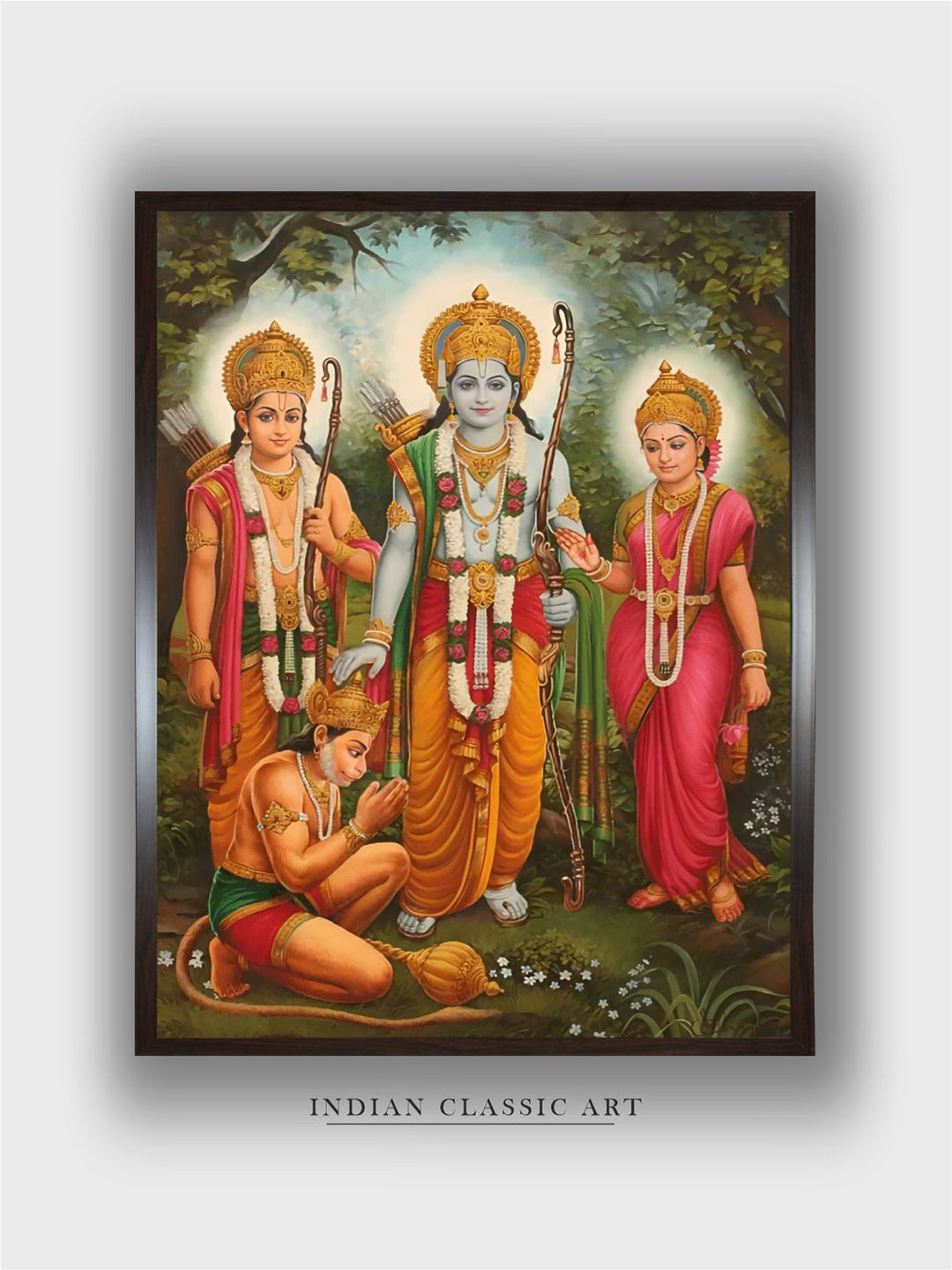 INDIAN CLASSIC ART Ram Darbar Canvas Wall Rectangle Paintings Wall Art -30 x 20 In
