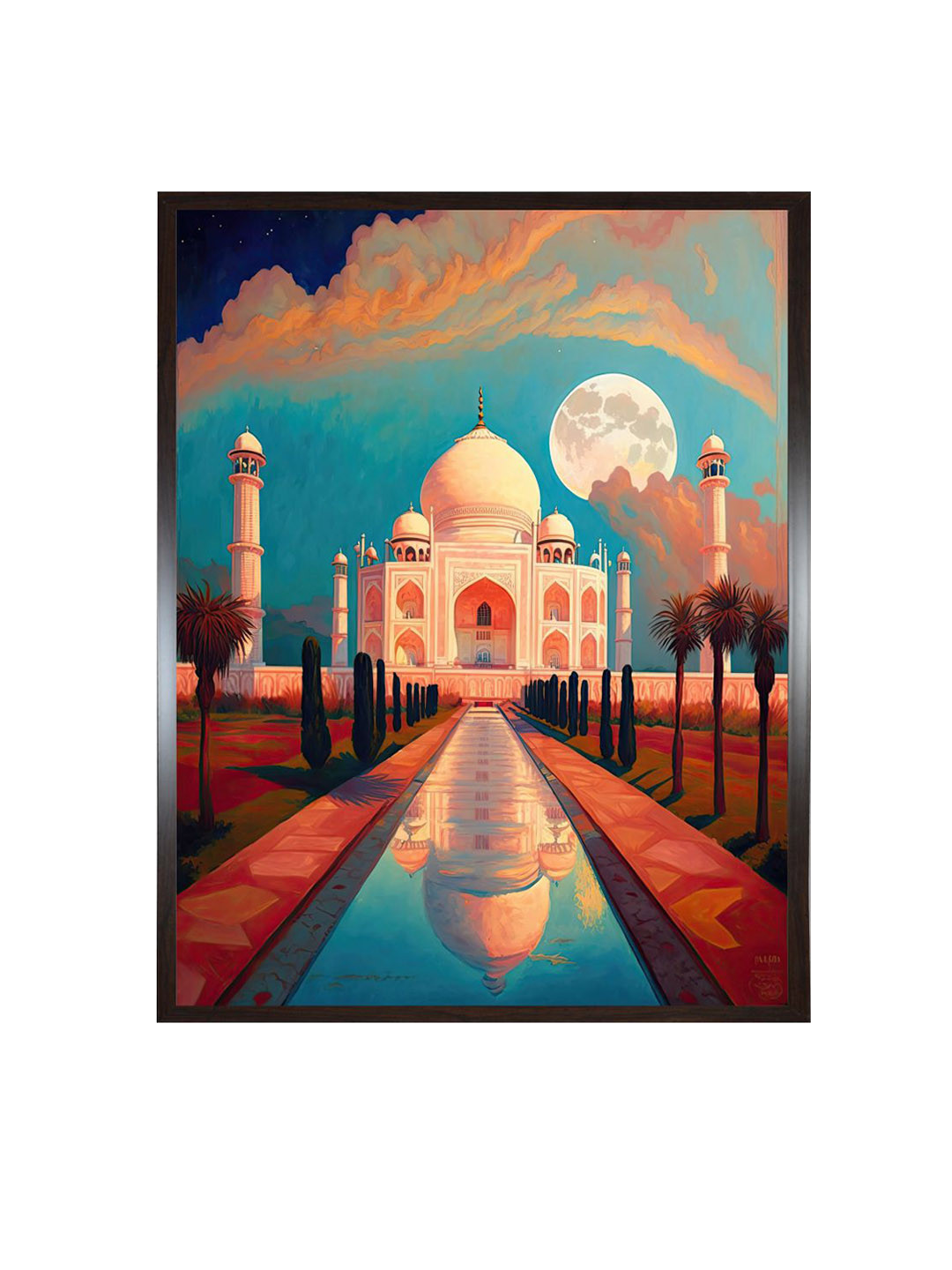 INDIAN CLASSIC ART Taj Mahal Canvas Wall Rectangle Paintings Wall Art -30 x 20 In