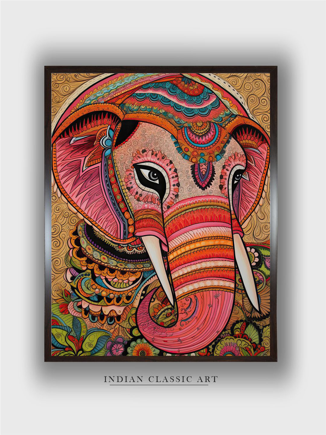 INDIAN CLASSIC ART Lord Ganesha Canvas Living Room Rectangle Paintings Wall Art -30 x 20In