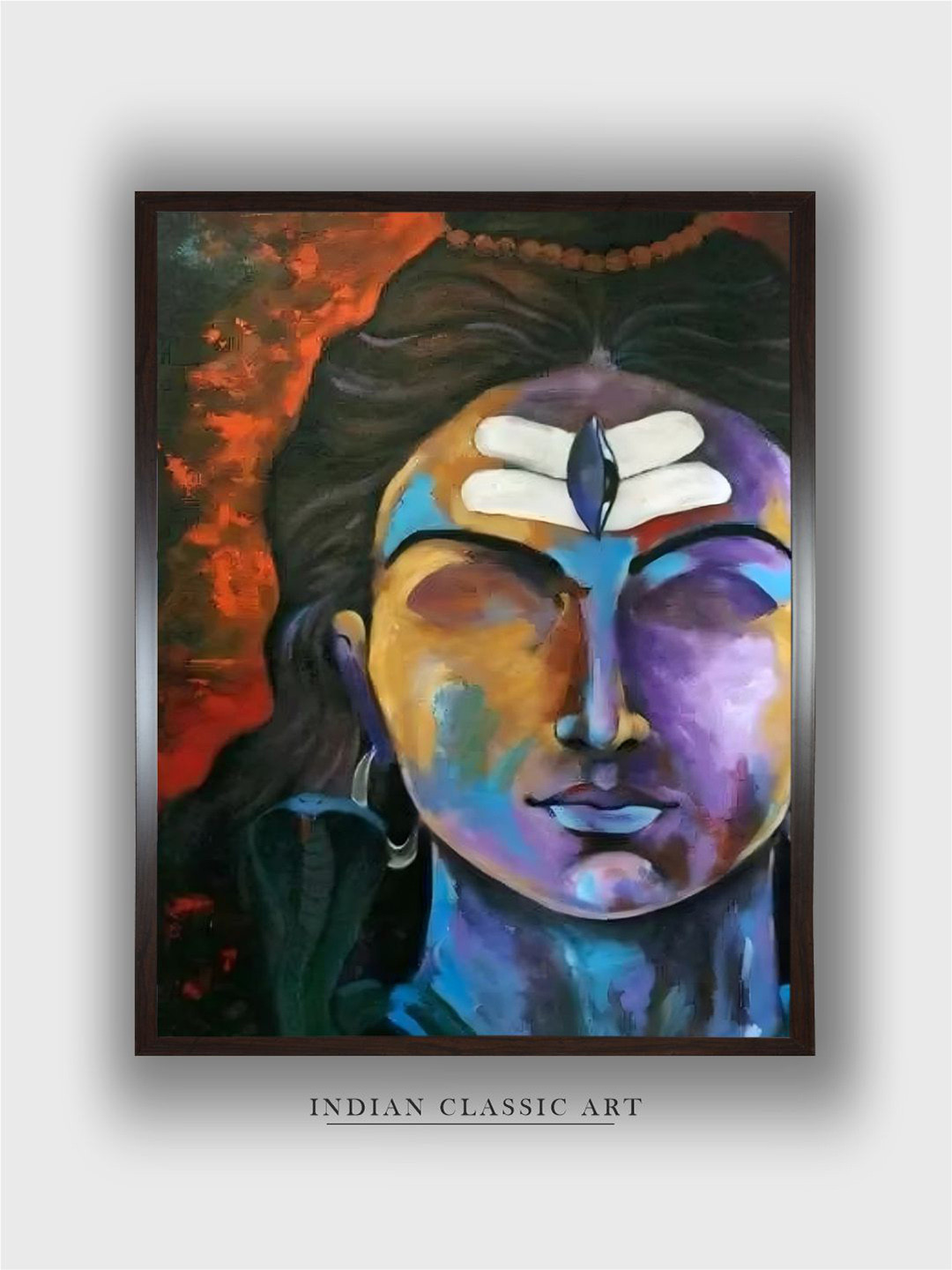 INDIAN CLASSIC ART Blue Lord Shiva Painting Wall Art