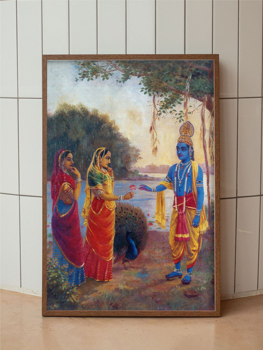 INDIAN CLASSIC ART Krishna & Radha Canvas Wall Rectangle Paintings Wall Art - 20 x 30 In