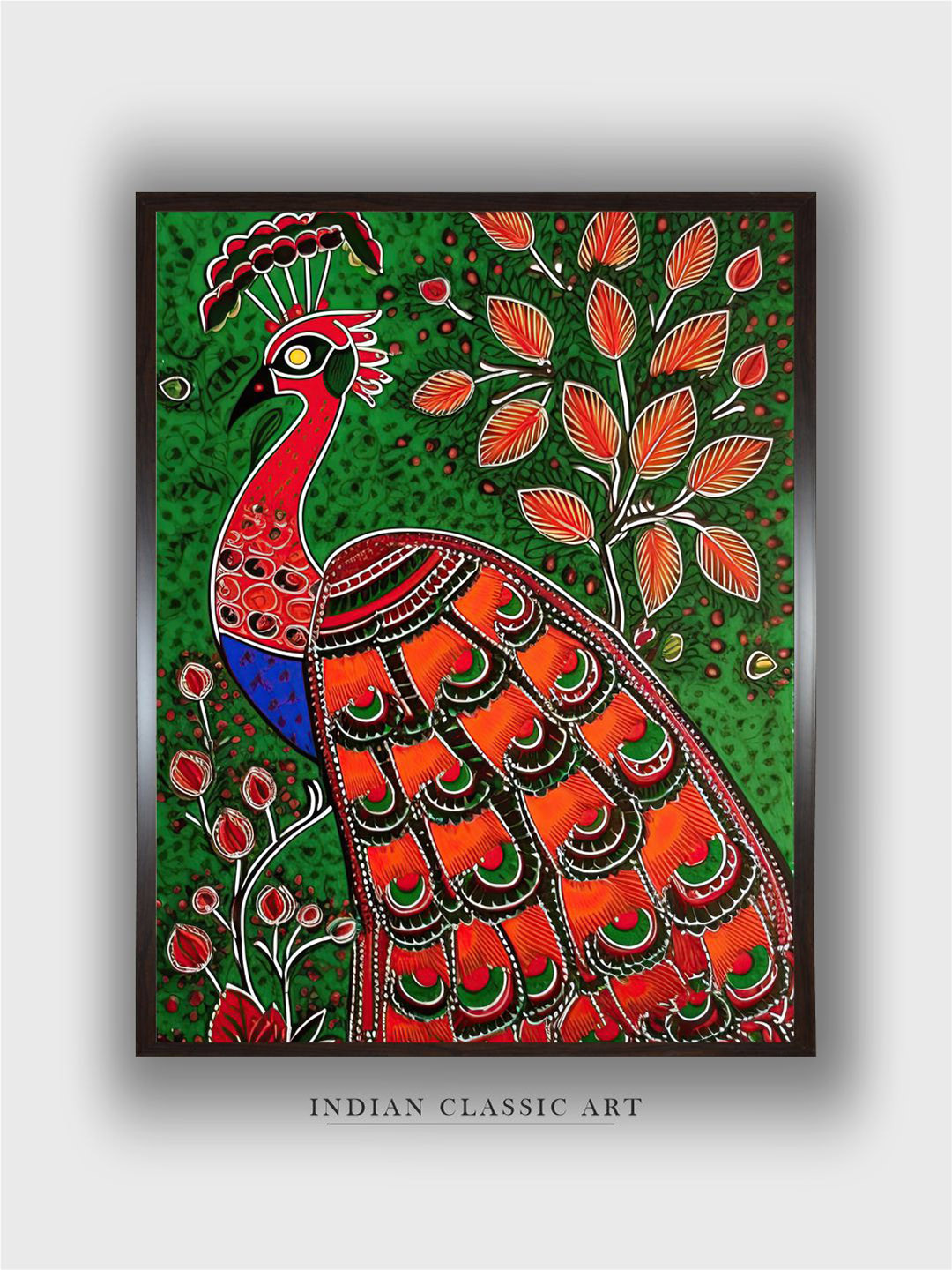 INDIAN CLASSIC ART Indian Peacockwall Art Canvas Rectangle Paintings Wall Art - 20 x 30 in